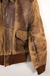 1940's size 46, maker unknown, USAAF A-2 flight jacket, damaged condition, used.