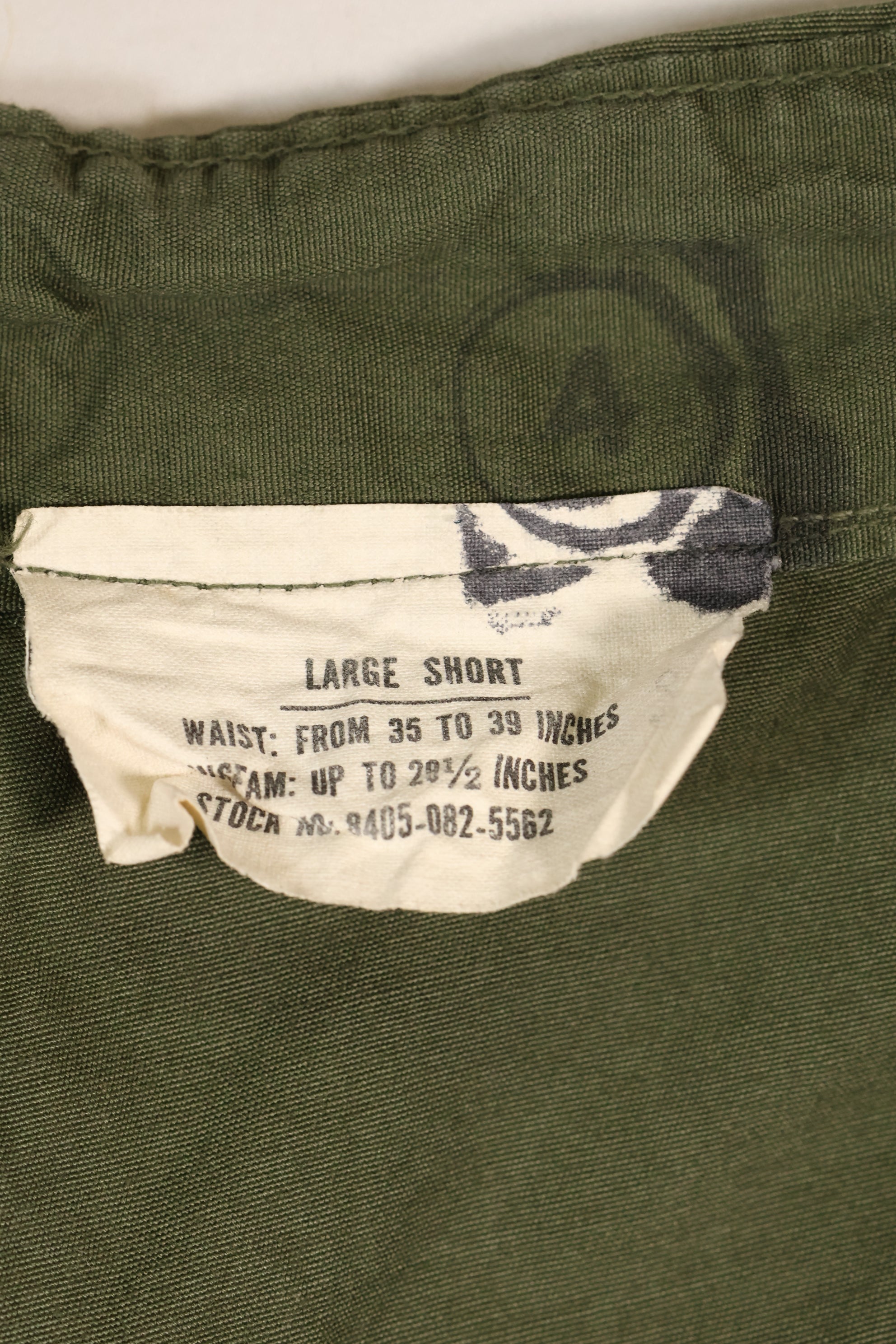 Estimated 1965 contract L-S 2nd Model Jungle Fatigue pants, good condition, used.