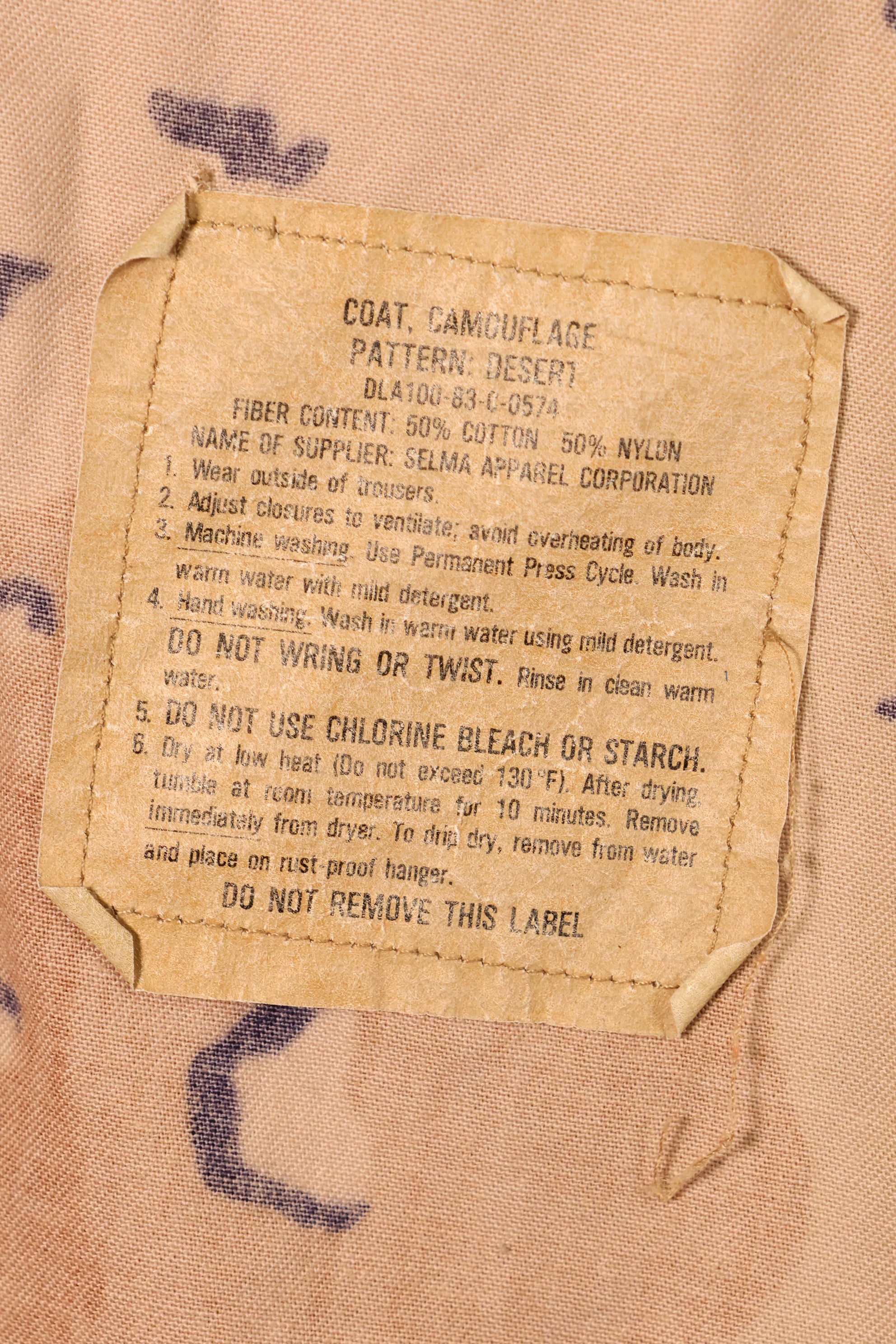 1983 Contract, M-R, 6C Desert Camo, Chocolate Chip Camo, Jacket, Used