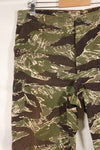 Mid-1960s, estimated US-L to XL Okinawa Tiger Tiger stripe pants, HAMA zipper, used.