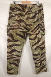 Mid-1960s, estimated US-L to XL Okinawa Tiger Tiger stripe pants, HAMA zipper, used.