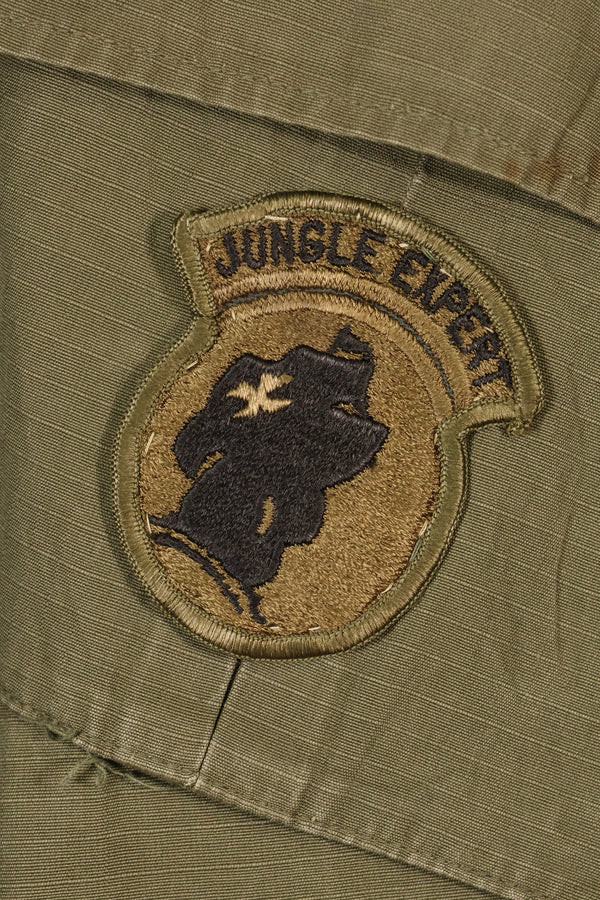 Late 1960s, S-L, U.S. Military, 4th Model Jungle Fatigue Jacket, with added patches, used