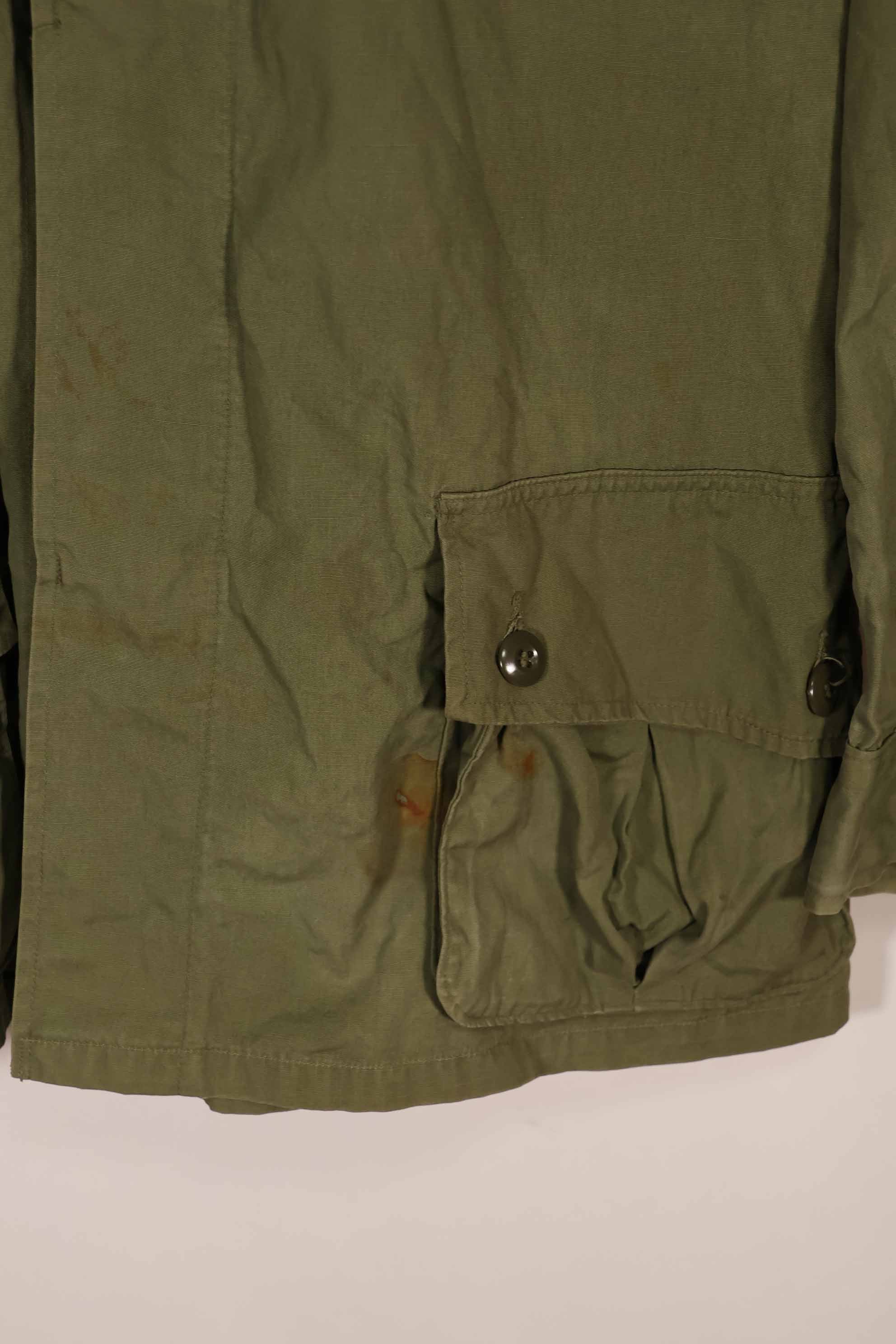 Real 1963 1st Model Jungle Fatigue Jacket, L-L, torn, repaired, used