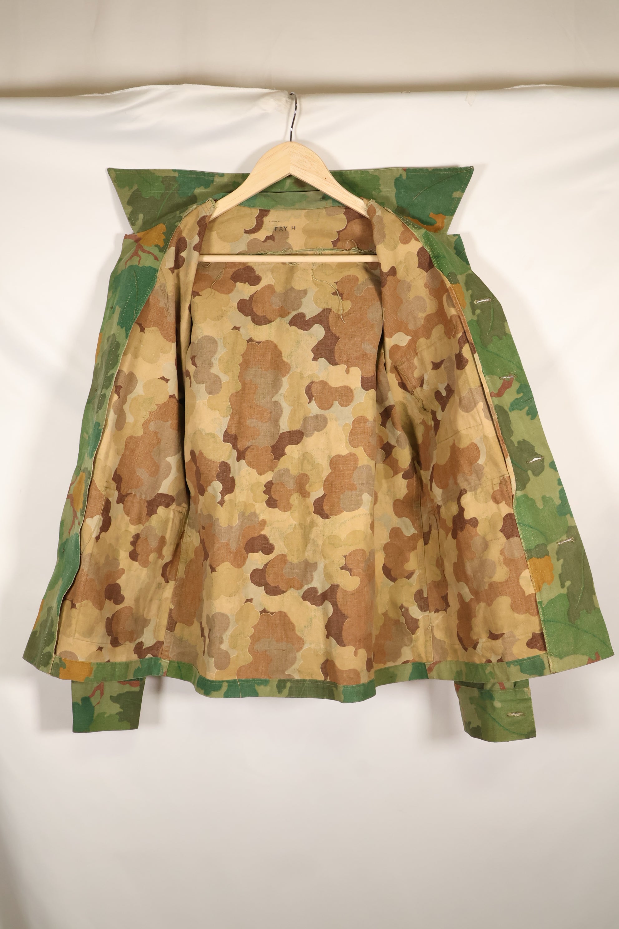 1970's Private Purchase U.S. Marine Corps Mitchell Camouflage Fatigue Jacket by Shelterhalf, used.