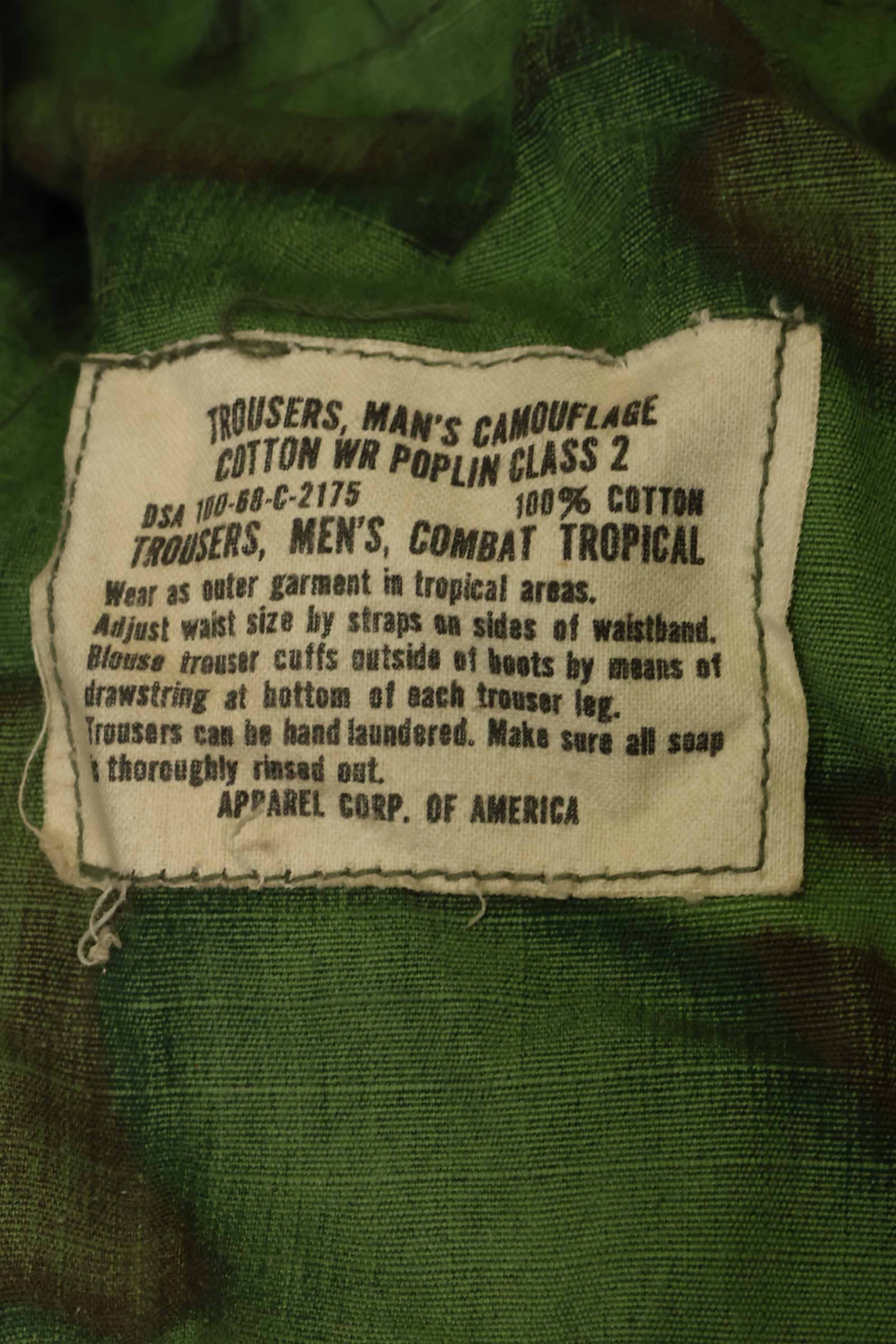 1968 Contract Ripstop ERDL Camouflage Jungle Fatigue Pants M-R Good Condition Used