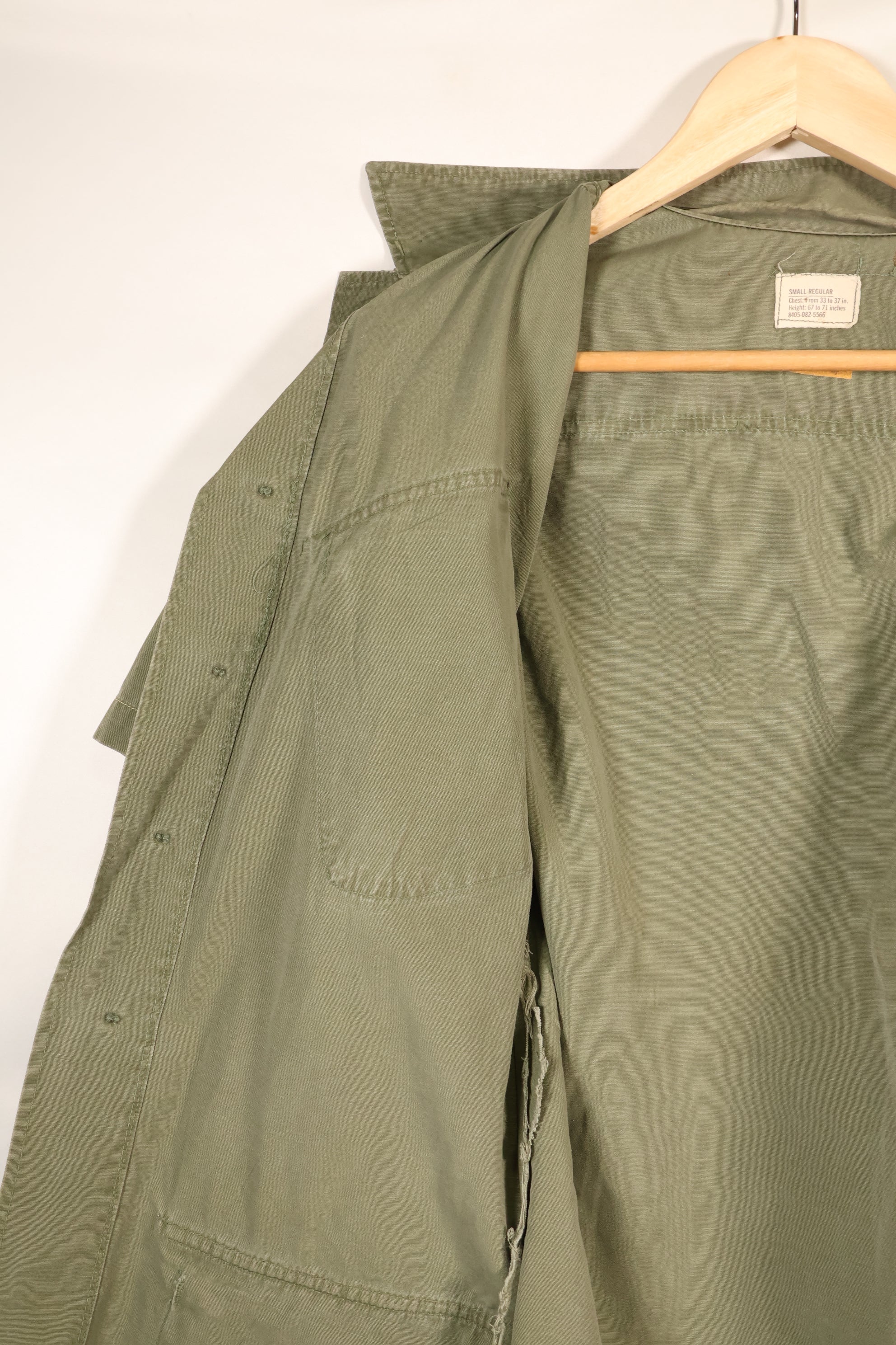 1966–67 Contract, S-R, Presumed USAF Issue, 3rd Model Jungle Fatigue Jacket, Short-Sleeve, Used
