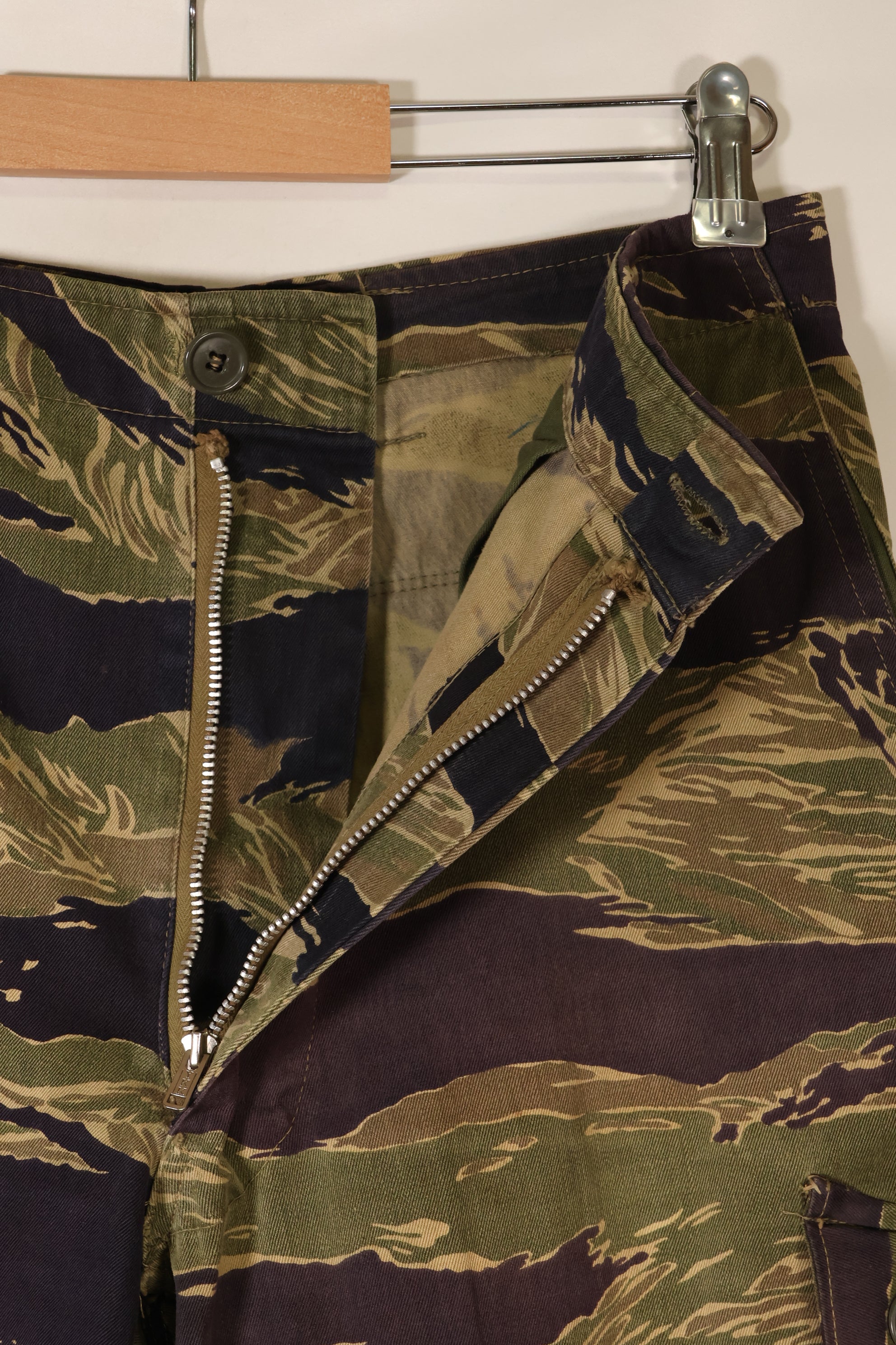 Mid-1960s Okinawa Tiger US-cut tiger-striped pants, minimal fading, used