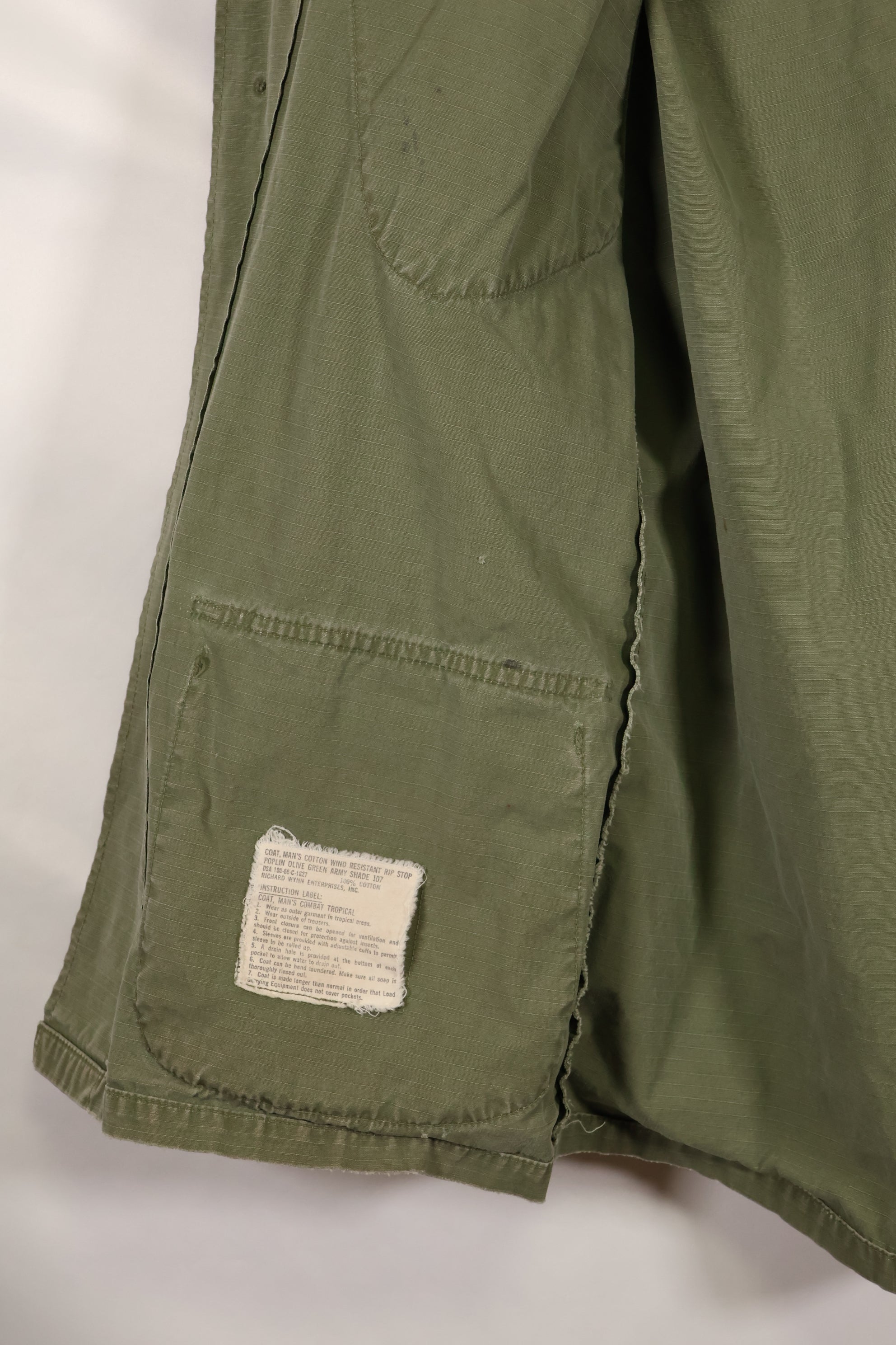 Circa 1968, estimated size S-R 4th Model Jungle Fatigue Jacket, used, released by film company.