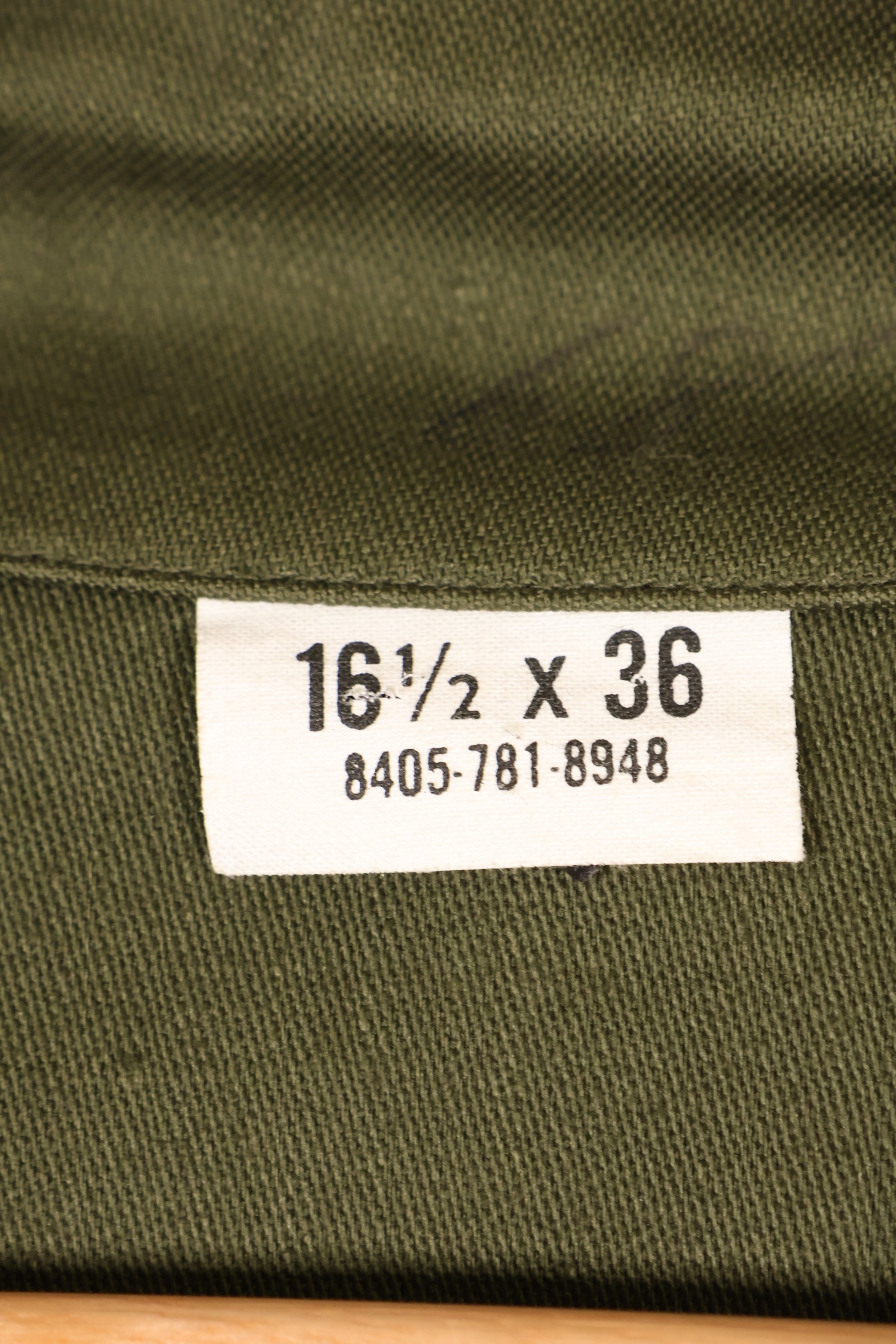 Mid-1960s, 16 1/2 x 36, U.S. Army, OG-107 Utility Shirt, Almost Unused