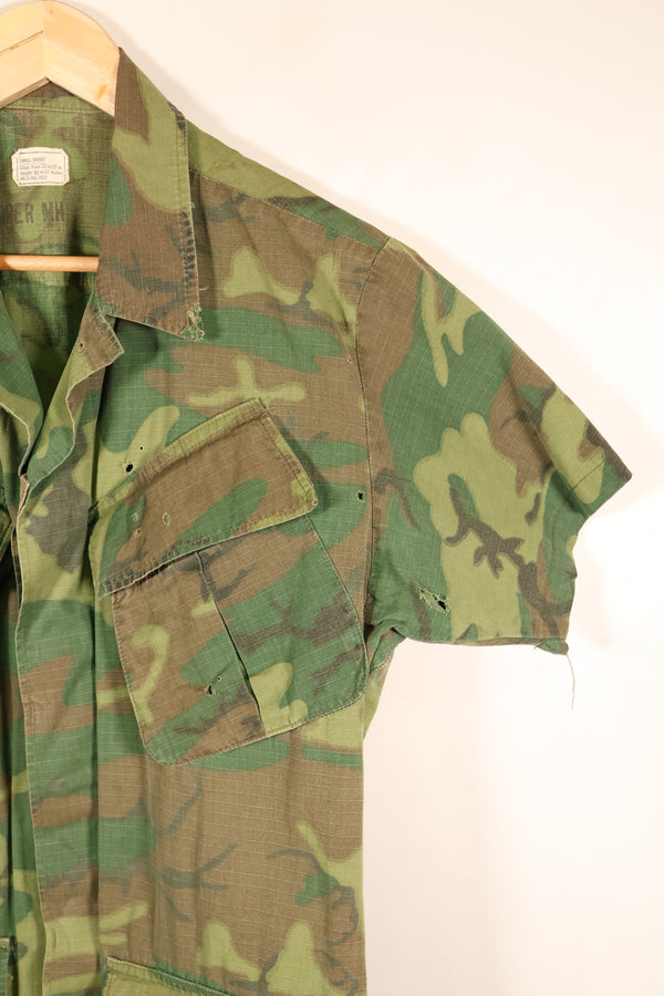 1969 Contract, S-S, ERDL Green Leaf Camo, Jungle Fatigue Jacket, Short-Sleeve Custom, Used