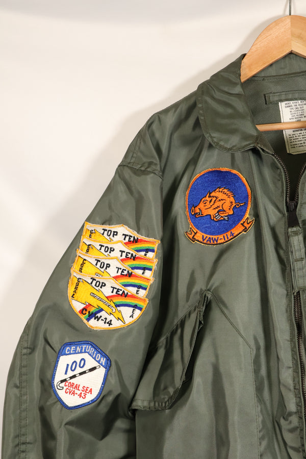 1981 Contract, LARGE, U.S. Navy, CWU-36P Flight Jacket, With Patches, Like-New Condition