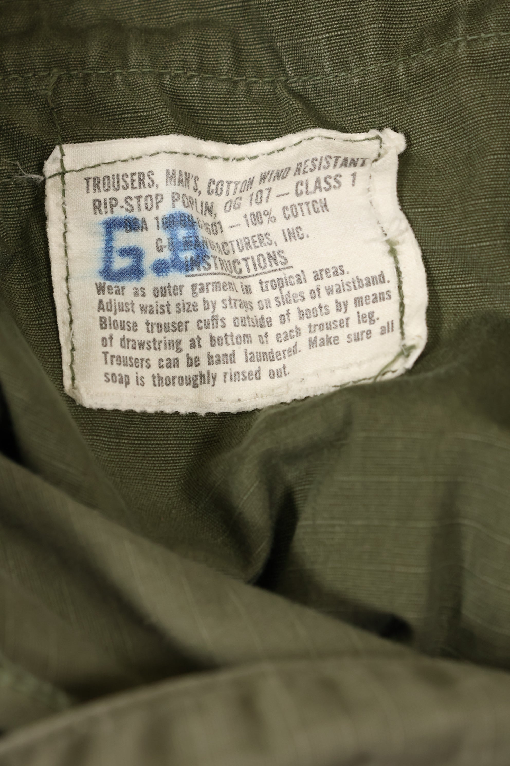 Circa 1969 S-S Size 4th Model Jungle Fatigue Pants Used Film Company Release E
