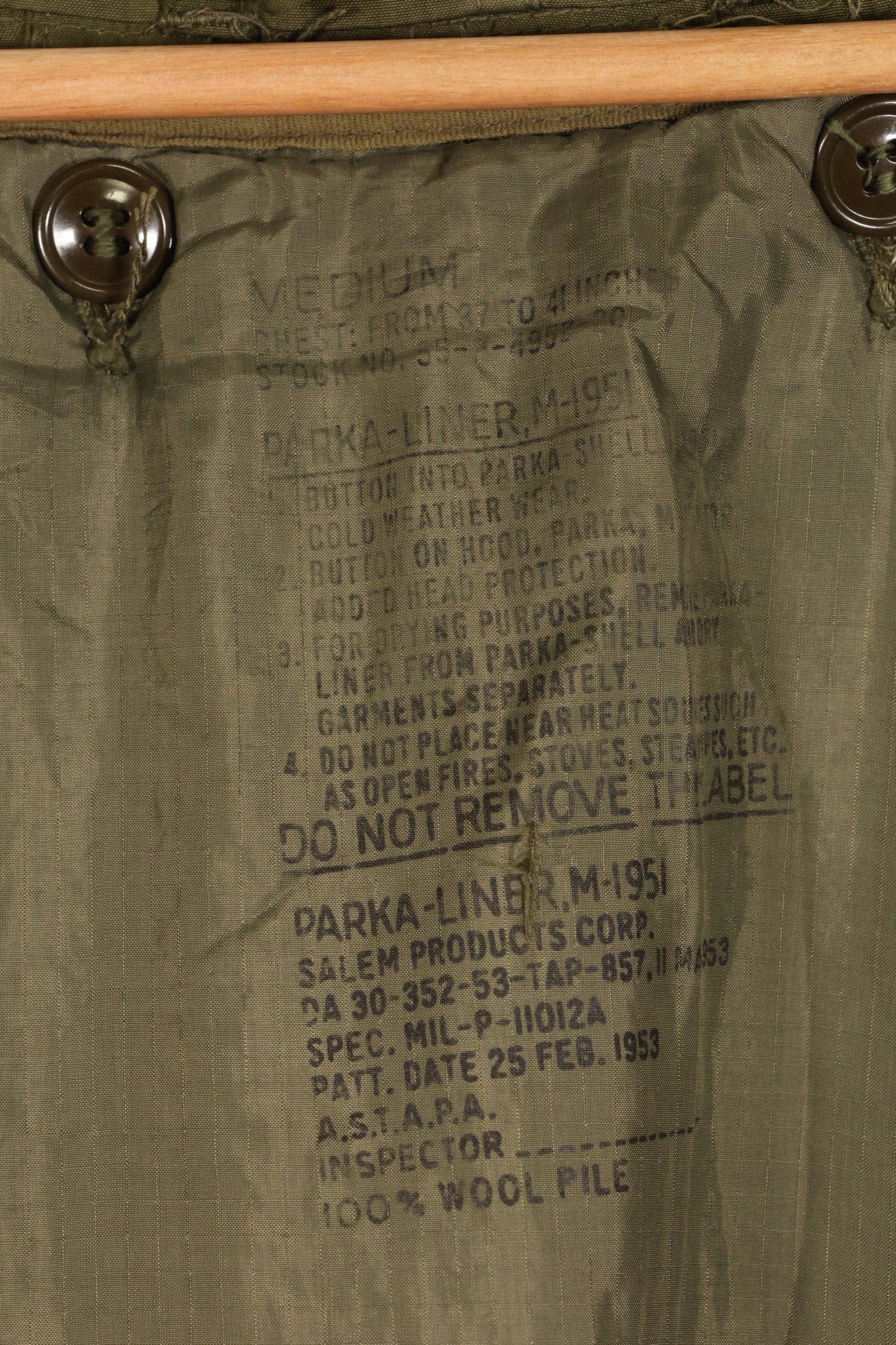 1953 Contract, U.S. Army, M51 Field Parka, Mods Parka, with Liner, Used