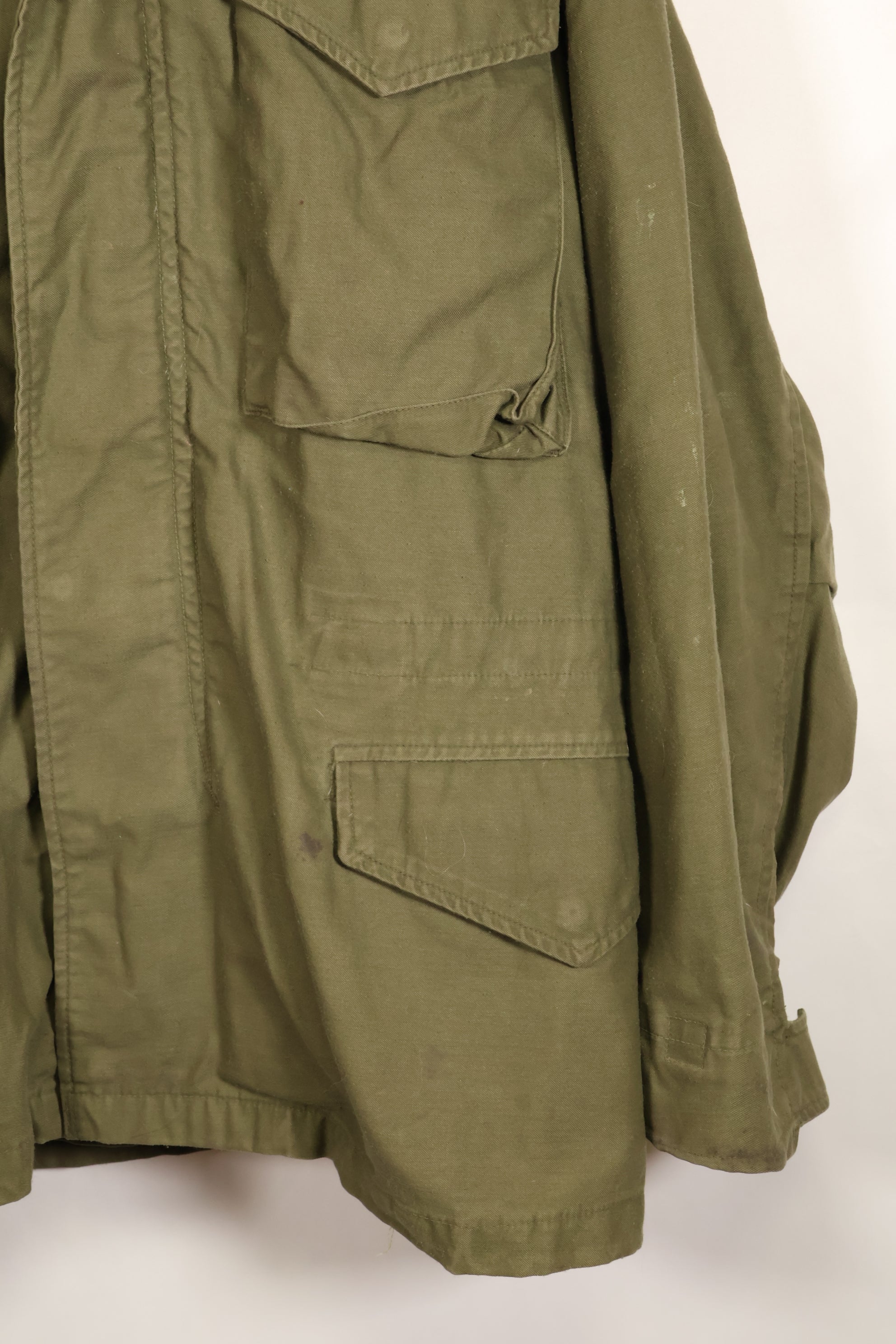 Circa 1965–66  S-S  M65 Field Jacket  1st Model  No liner  Some stains  Used