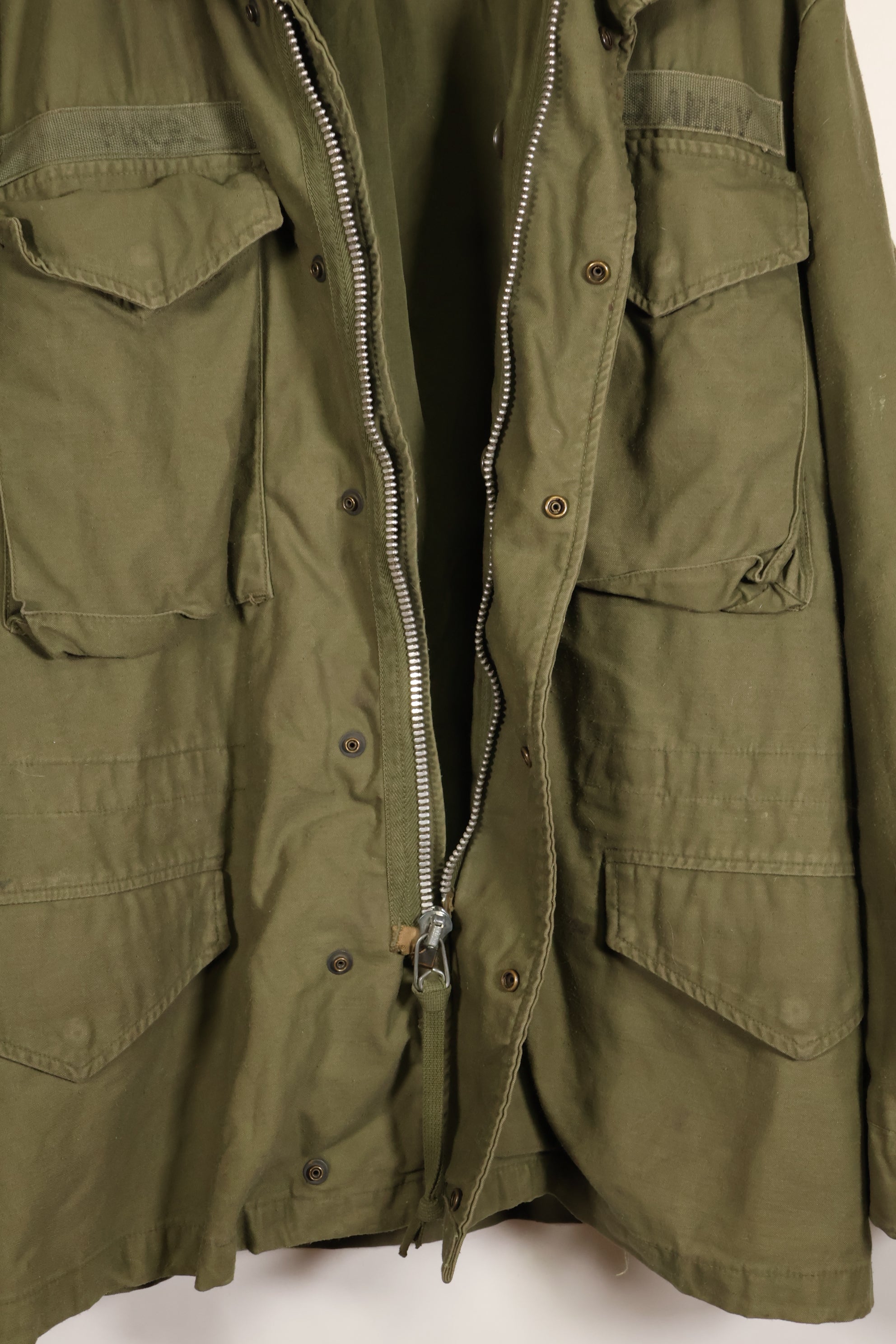 Circa 1965–66  S-S  M65 Field Jacket  1st Model  No liner  Some stains  Used