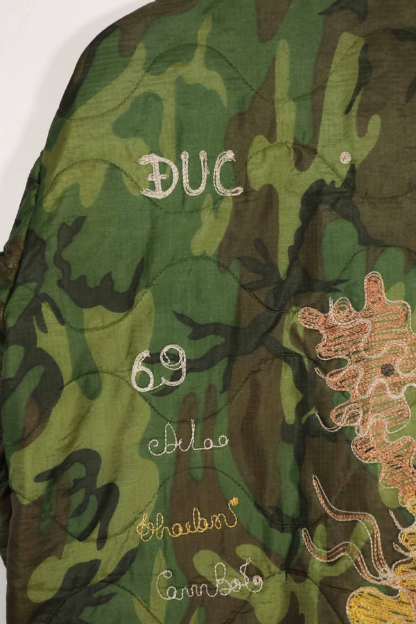 Real US Army Poncho Liner Tour Jacket DUC PHO 1969-1970