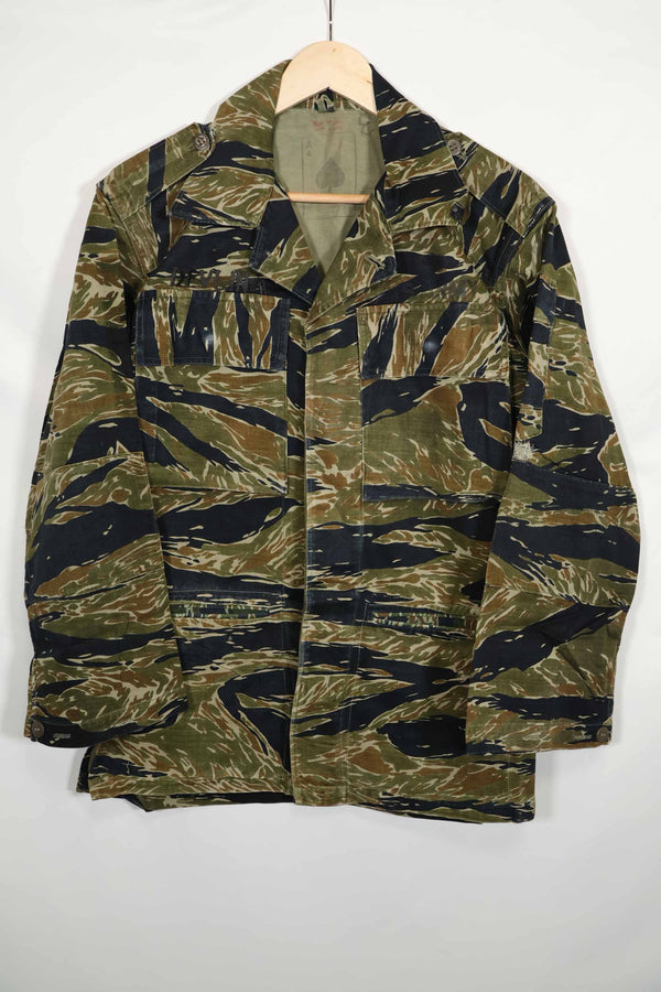 Late 1960's made by Thai Taylor Thai Silver Tiger Pattern Tiger Stripe Medic Jacket, used.