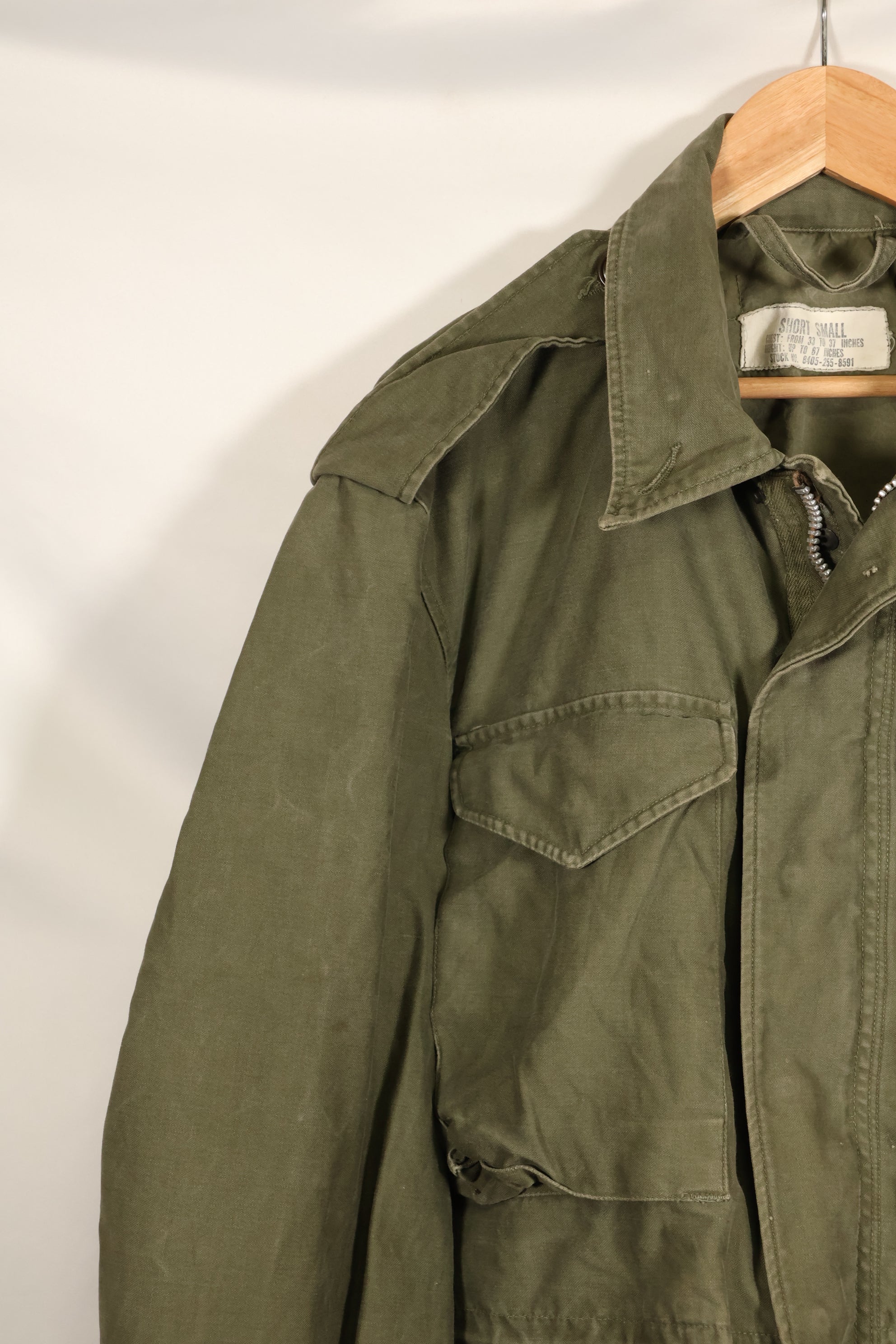 1957 Contract, S-S, U.S. Military, M51 Fold Jacket, No Liner, Faded, Used