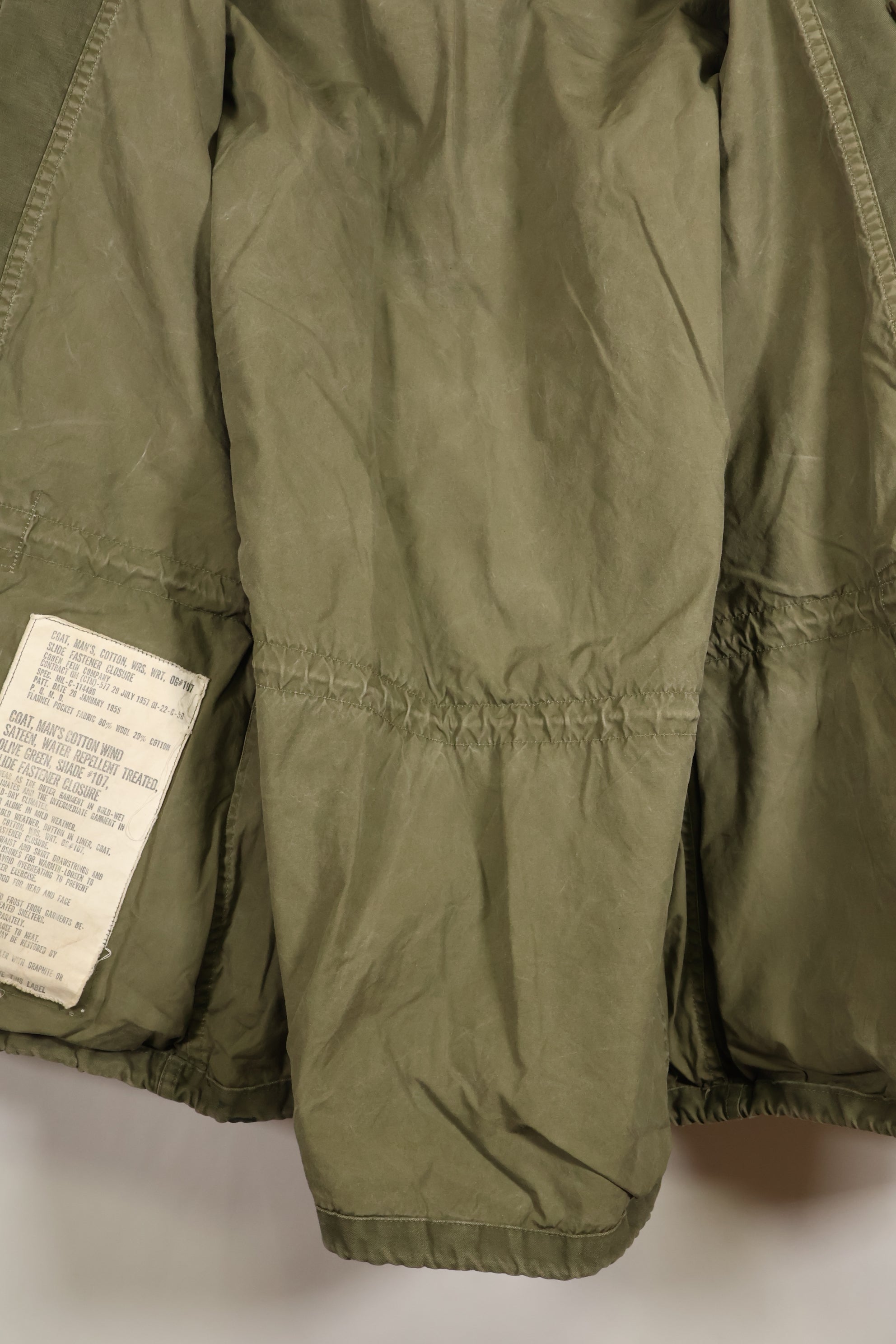 1957 Contract, S-S, U.S. Military, M51 Fold Jacket, No Liner, Faded, Used