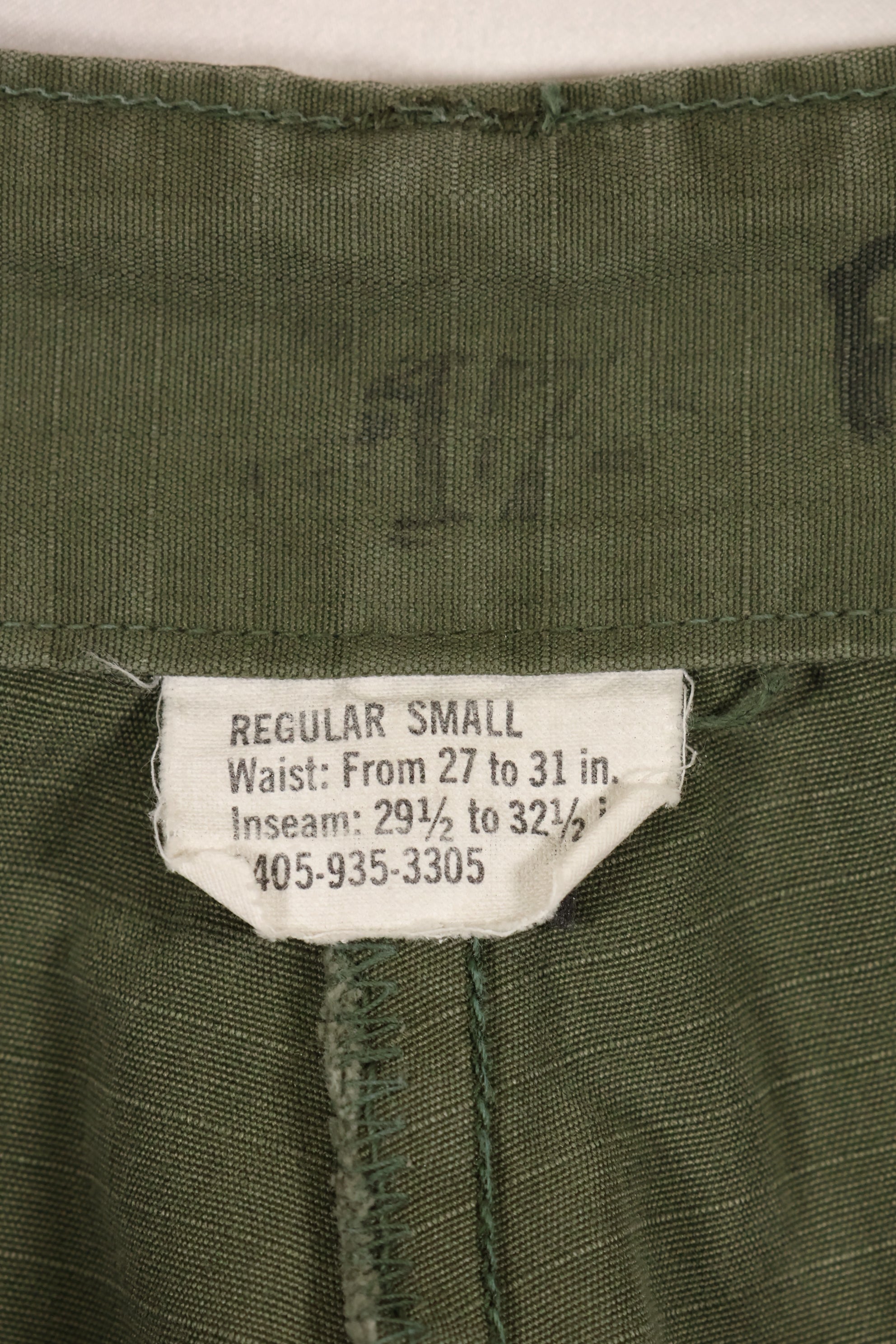 Circa 1968 S-R Size 4th Model Jungle Fatigue Pants, used, film company release B