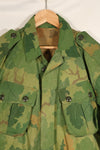 Authentic Fabric: Mitchell Pattern Camouflage, 1st Model Jungle Fatigue Jacket, Tent Fabric, Used