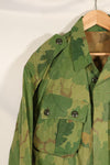 Authentic Fabric: Mitchell Pattern Camouflage, 1st Model Jungle Fatigue Jacket, Tent Fabric, Used
