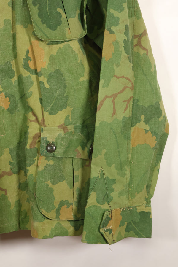 Authentic Fabric: Mitchell Pattern Camouflage, 1st Model Jungle Fatigue Jacket, Tent Fabric, Used