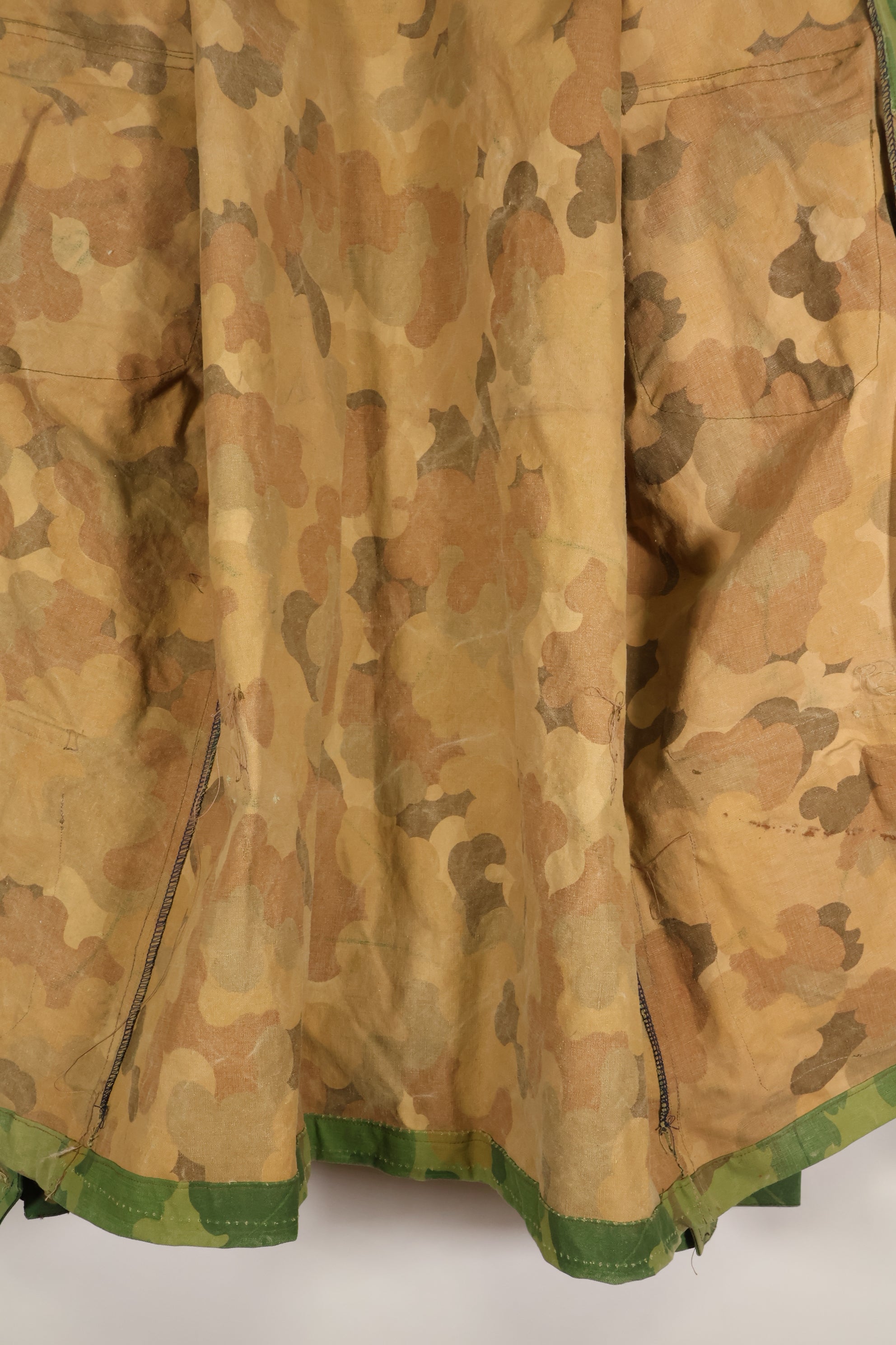 Authentic Fabric: Mitchell Pattern Camouflage, 1st Model Jungle Fatigue Jacket, Tent Fabric, Used