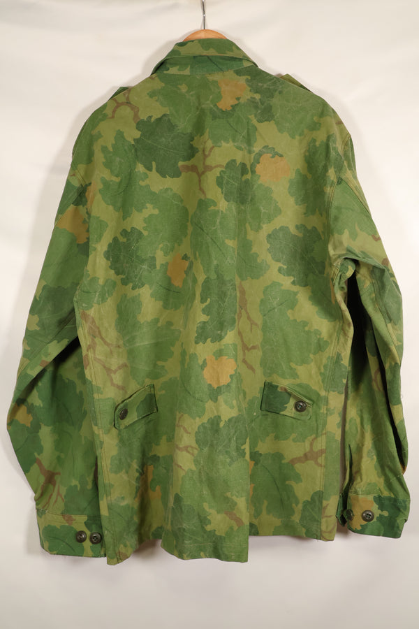 Authentic Fabric: Mitchell Pattern Camouflage, 1st Model Jungle Fatigue Jacket, Tent Fabric, Used