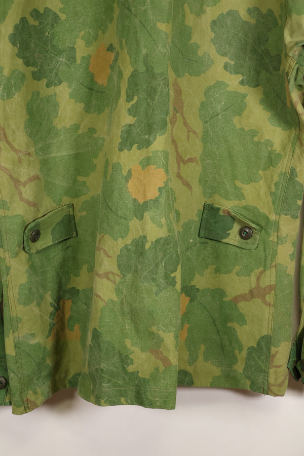 Authentic Fabric: Mitchell Pattern Camouflage, 1st Model Jungle Fatigue Jacket, Tent Fabric, Used
