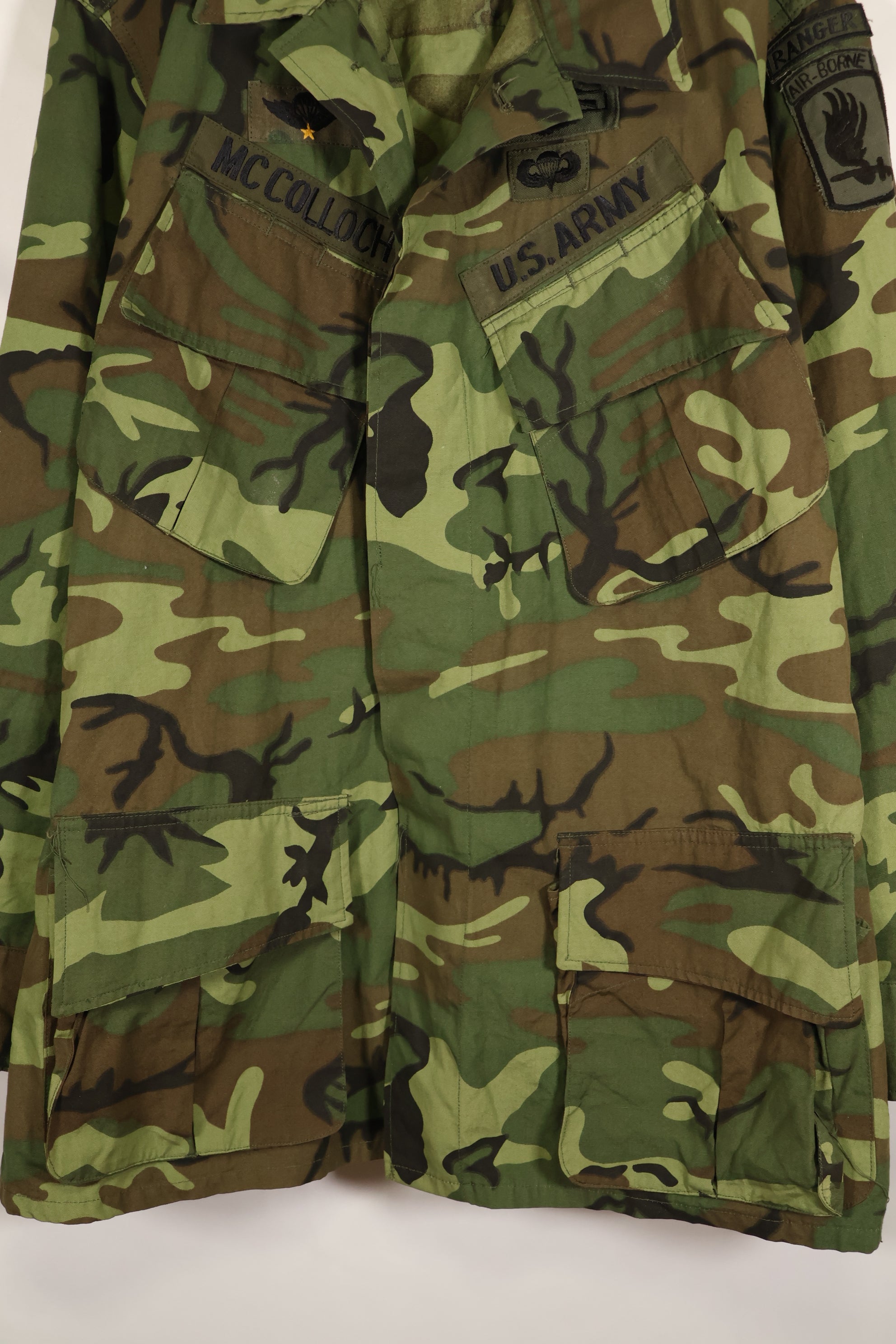 Circa 1966–67 | Estimated M-R | ERDL | Non-ripstop | Early print | Jungle fatigue jacket | Used