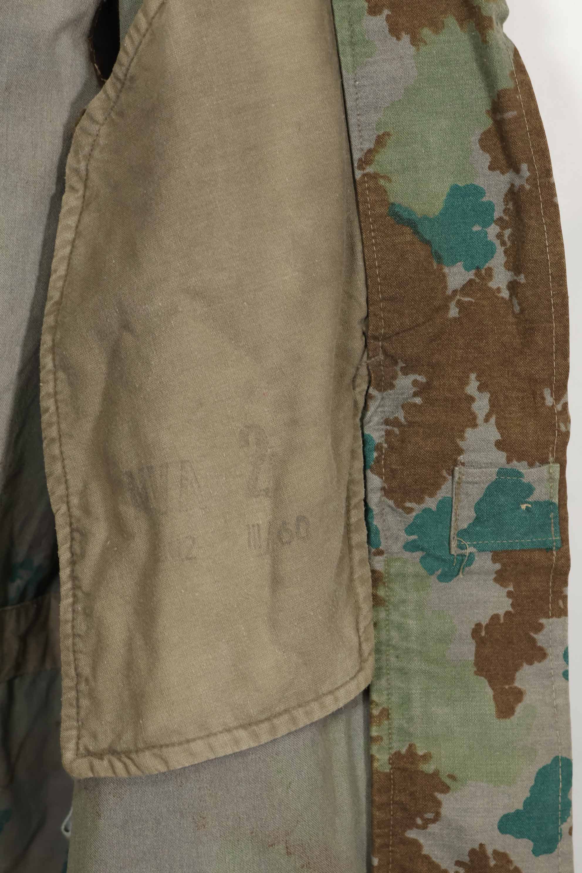 1960 East German Army NVA M58 Flächentarn sniper smock in blumentern camouflage, used.