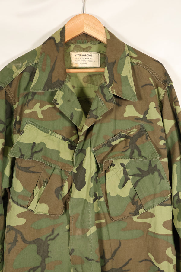Circa 1967, M-L, ERDL, non-ripstop, early print, jungle fatigues jacket, used