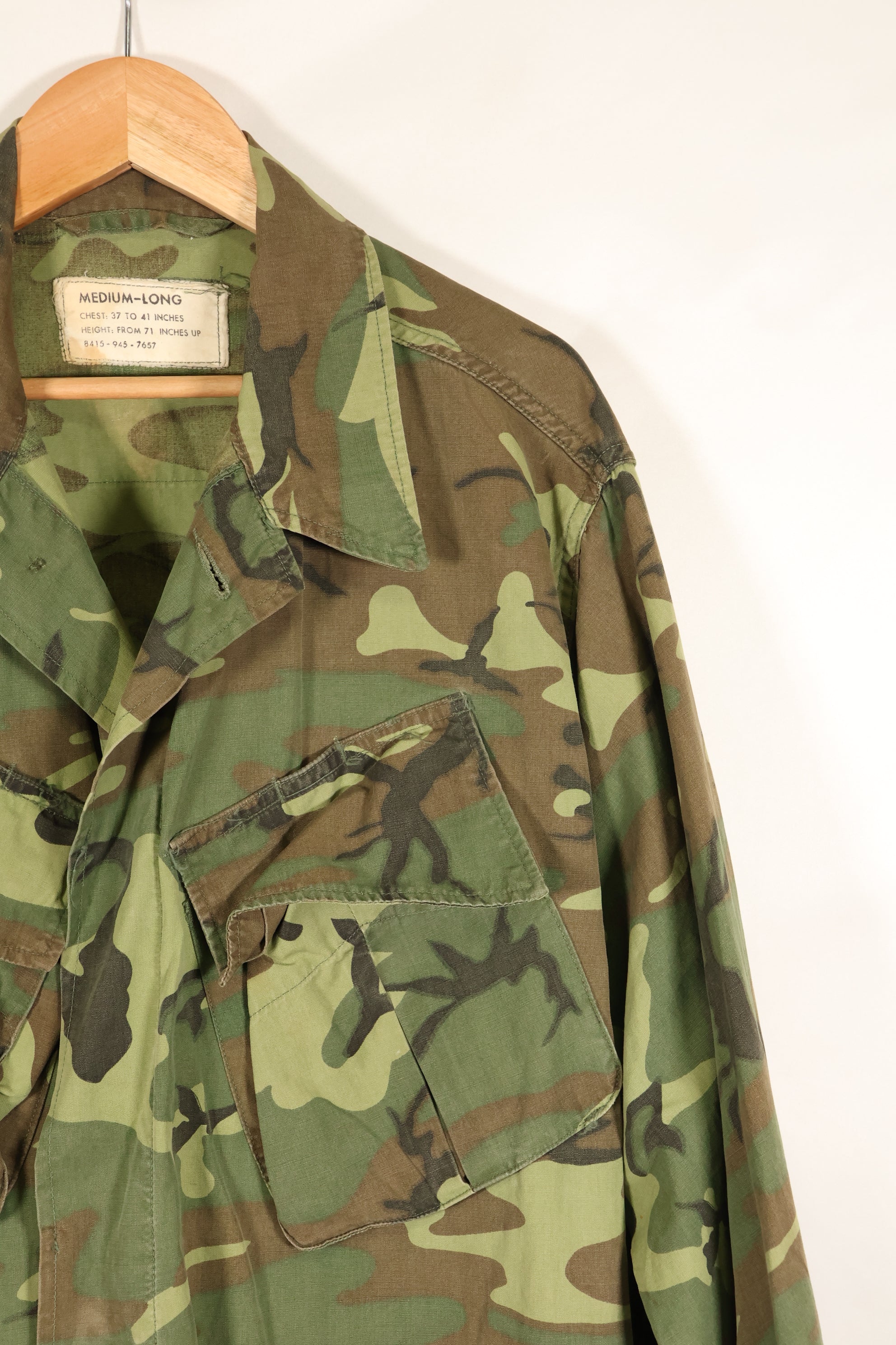 Circa 1967, M-L, ERDL, non-ripstop, early print, jungle fatigues jacket, used