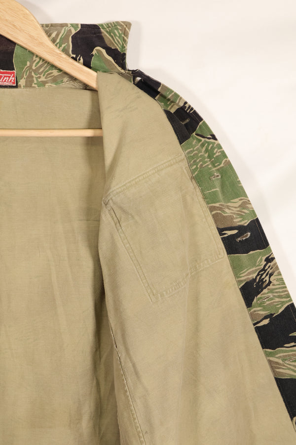 Early 1960s twill fabric, rare VNMC 1st Model tiger stripe shirt, used by Taylor.