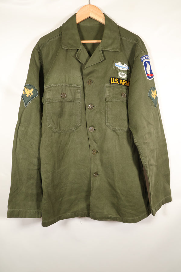 Early 1960s, 173rd Airborne Brigade, OG-107 Utility Shirt, Authentic Insignia, Used