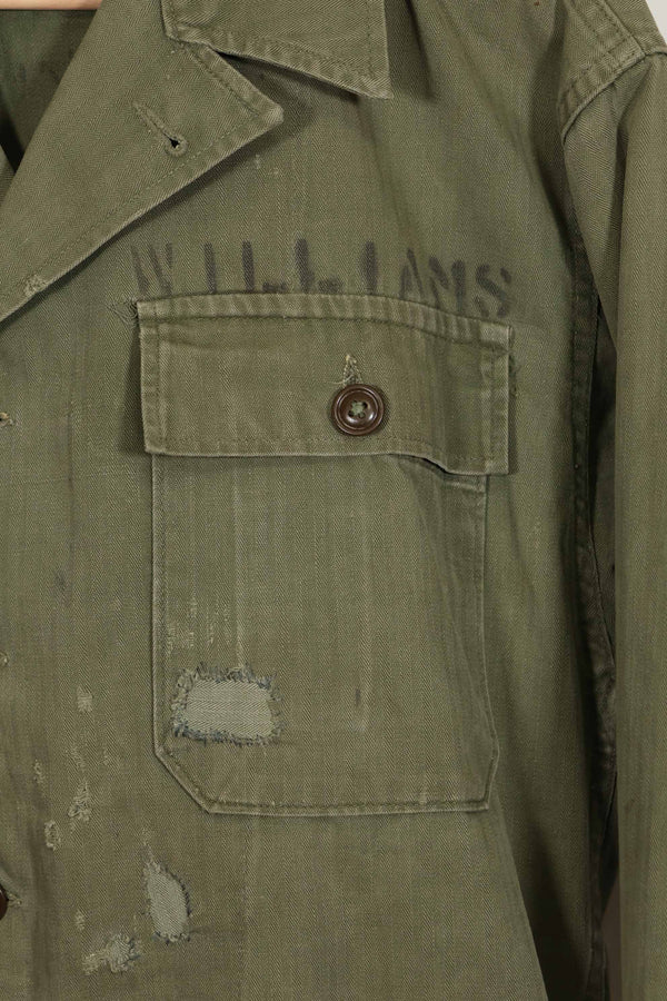 1950's U.S. Army HBT Utility Shirt, used, with name