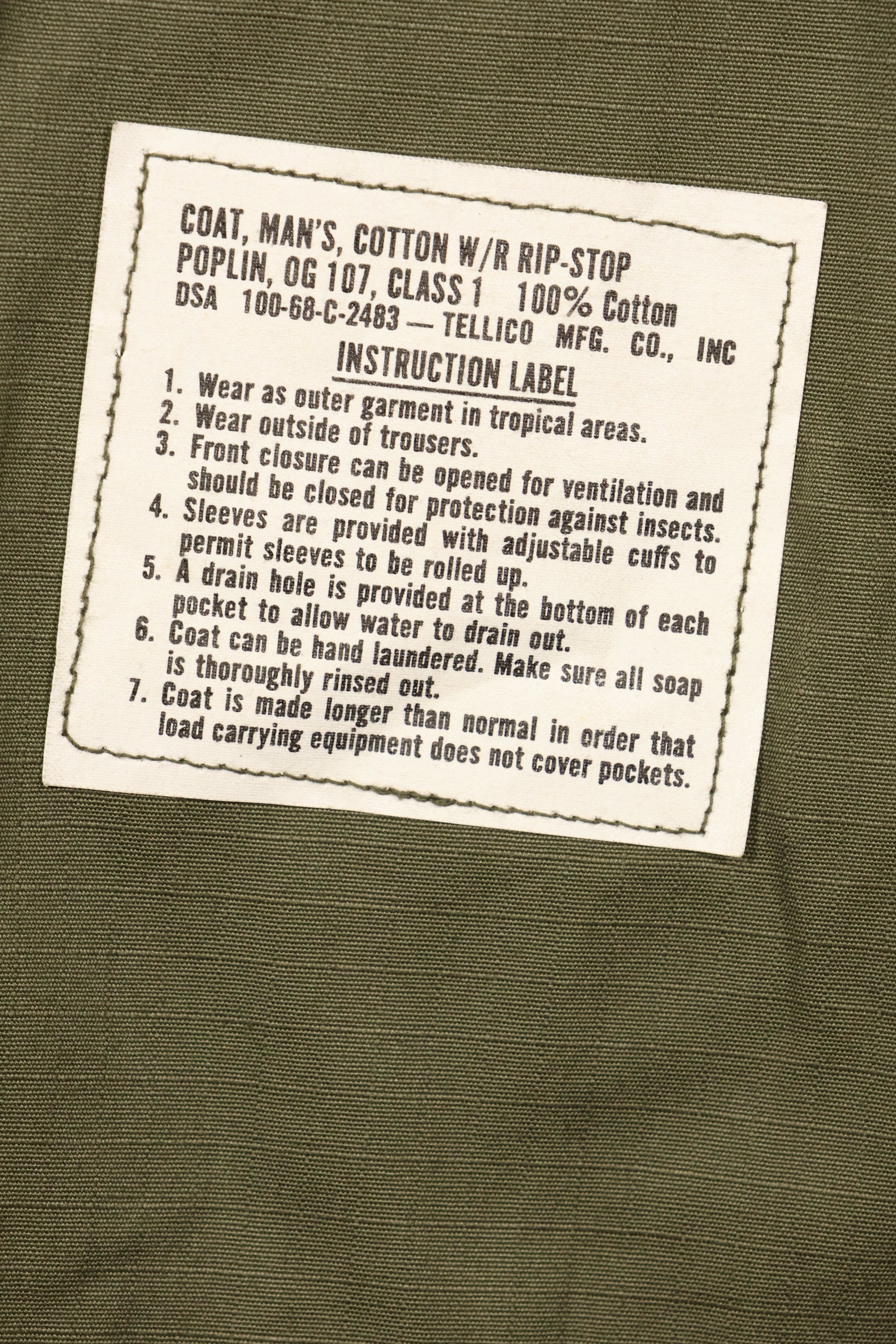 1968 Contract, Deadstock, 4th Model Jungle Fatigue Jacket, Slightly Soiled　