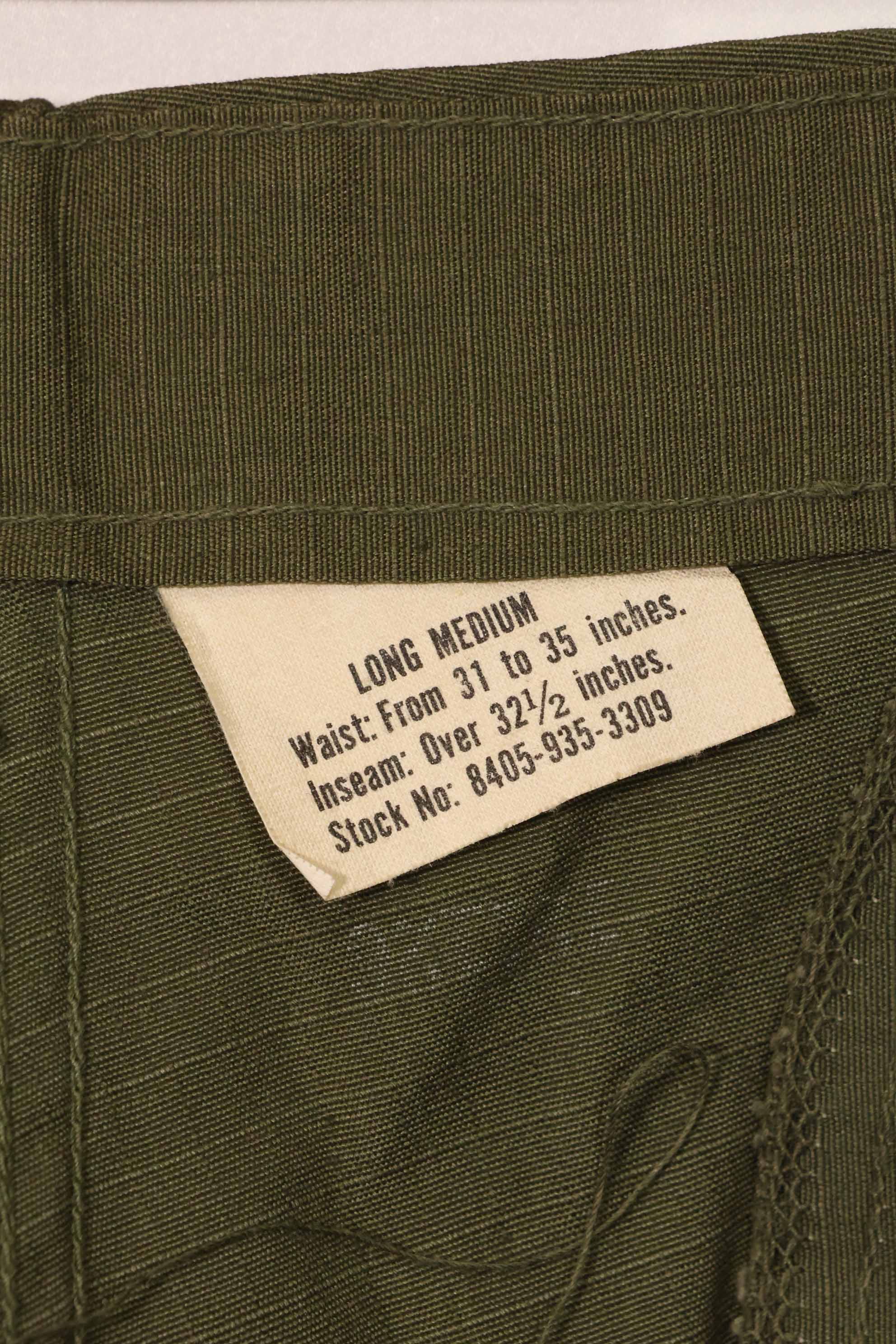 1969 Contract Deadstock 4th Model Ripstop Jungle Fatigue Pants M-L Unused