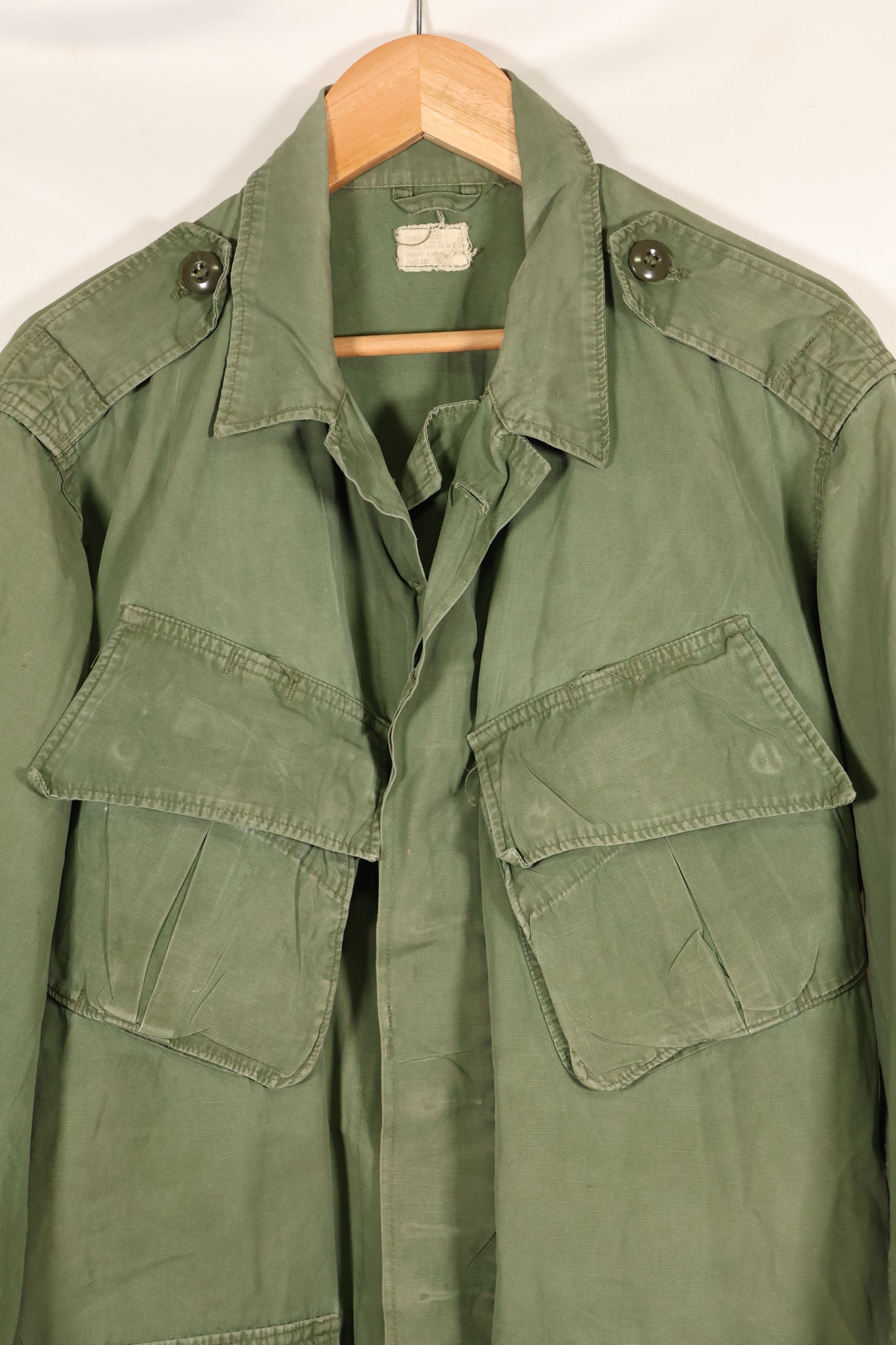 Circa 1965  S-S  2nd Model Jungle Fatigue Jacket  Stained  Faded  Used