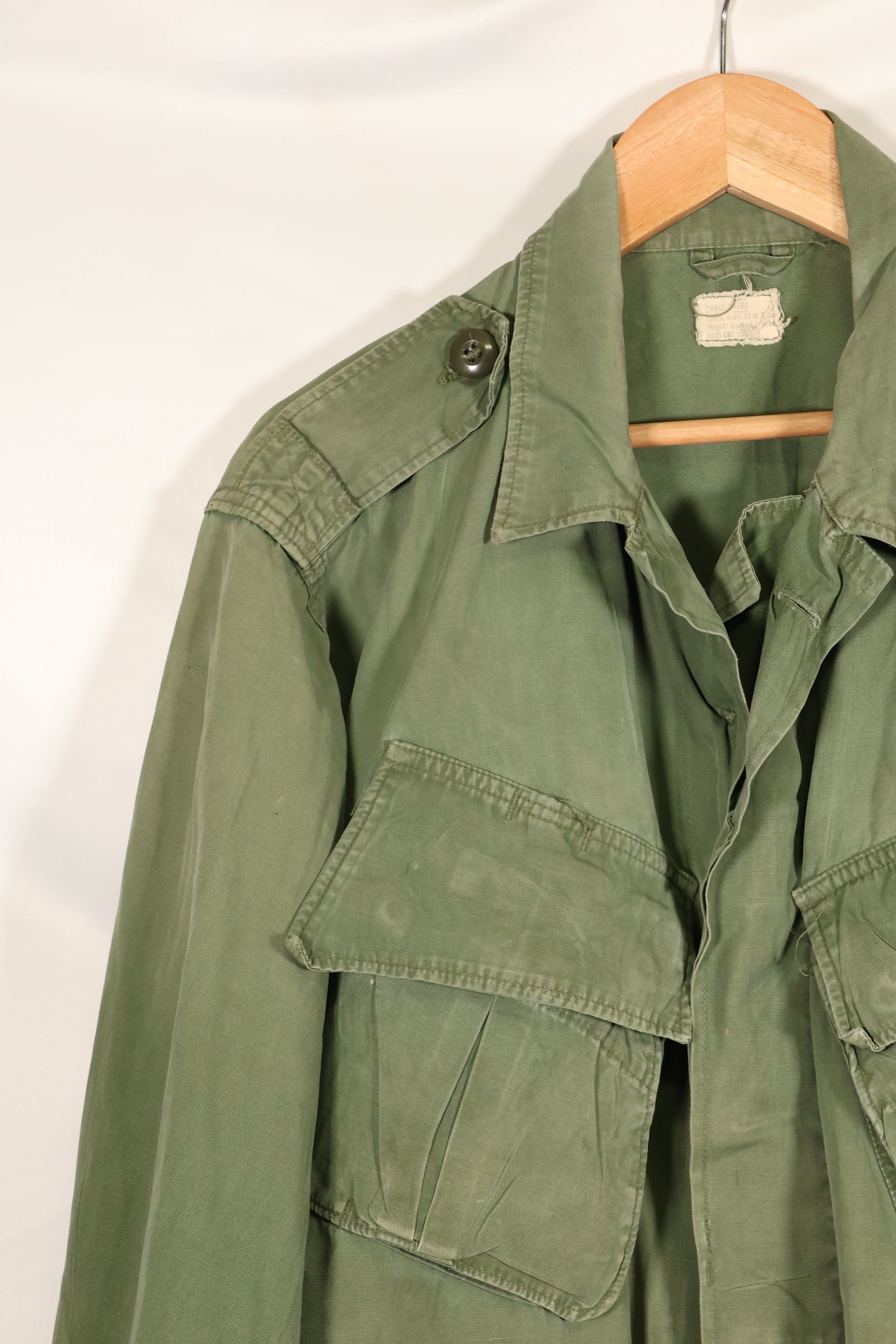 Circa 1965  S-S  2nd Model Jungle Fatigue Jacket  Stained  Faded  Used