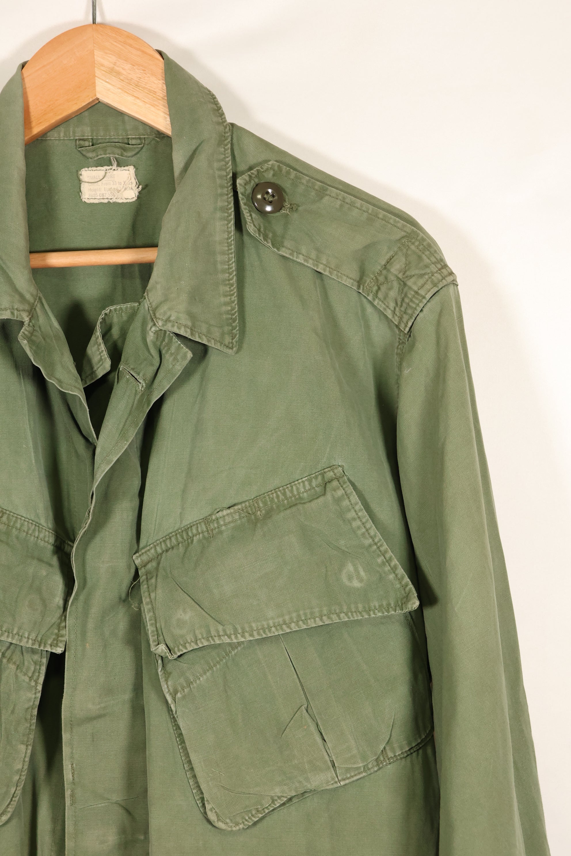 Circa 1965  S-S  2nd Model Jungle Fatigue Jacket  Stained  Faded  Used