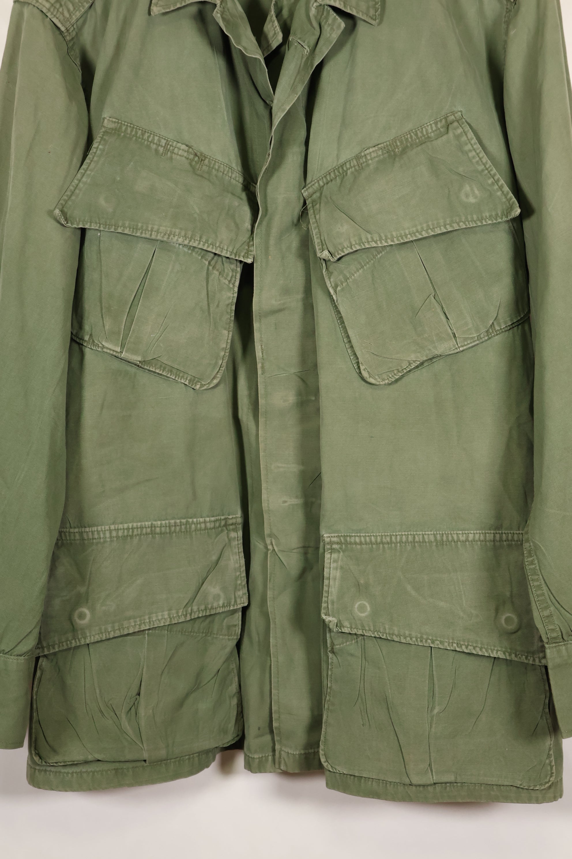 Circa 1965  S-S  2nd Model Jungle Fatigue Jacket  Stained  Faded  Used