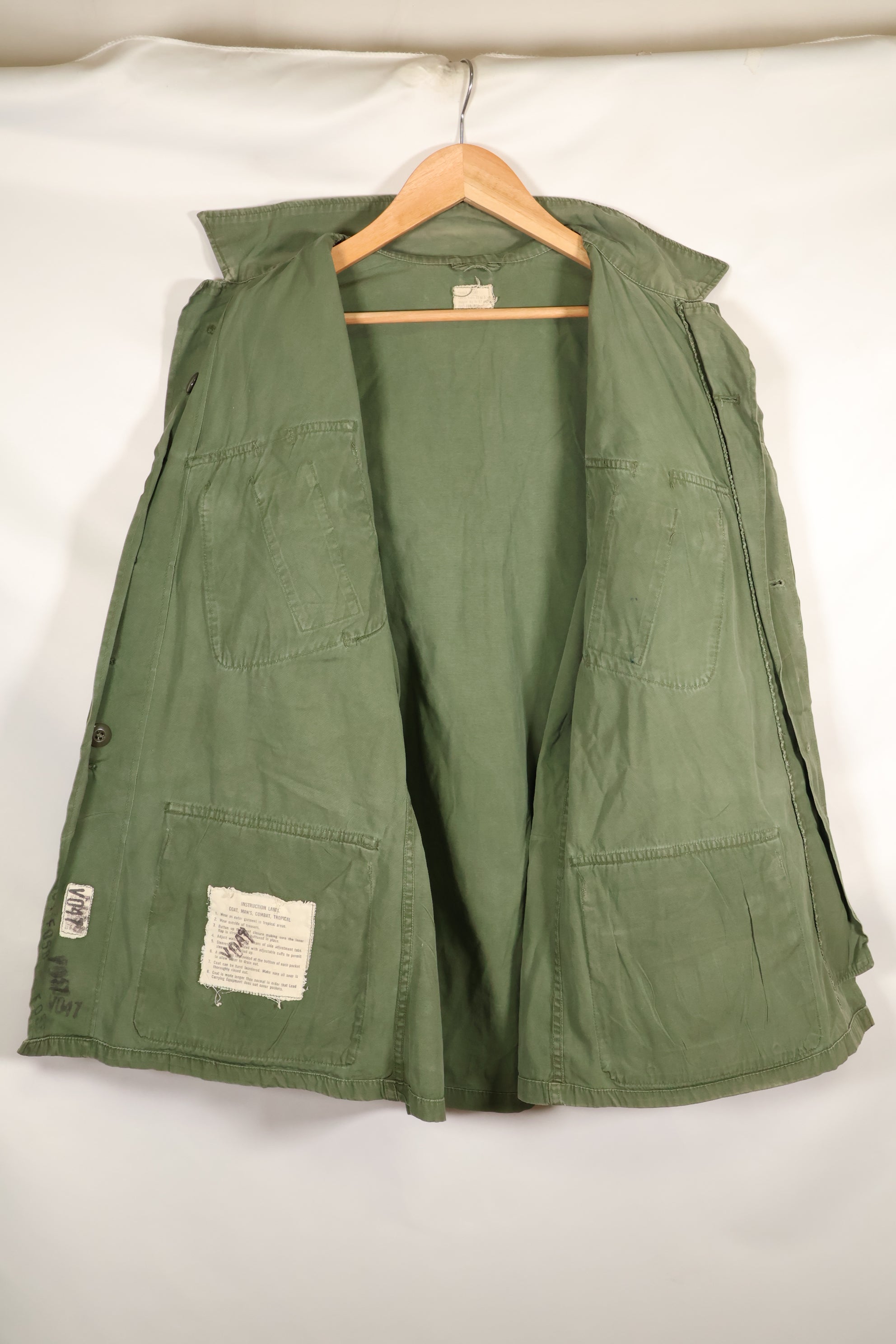 Circa 1965  S-S  2nd Model Jungle Fatigue Jacket  Stained  Faded  Used