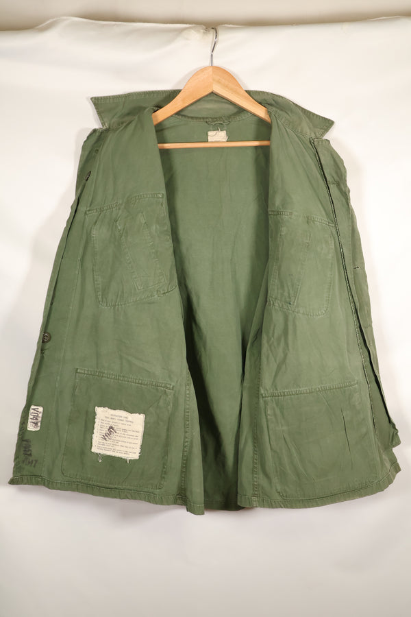 Circa 1965  S-S  2nd Model Jungle Fatigue Jacket  Stained  Faded  Used