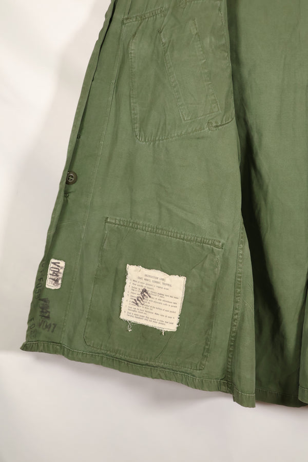 Circa 1965  S-S  2nd Model Jungle Fatigue Jacket  Stained  Faded  Used