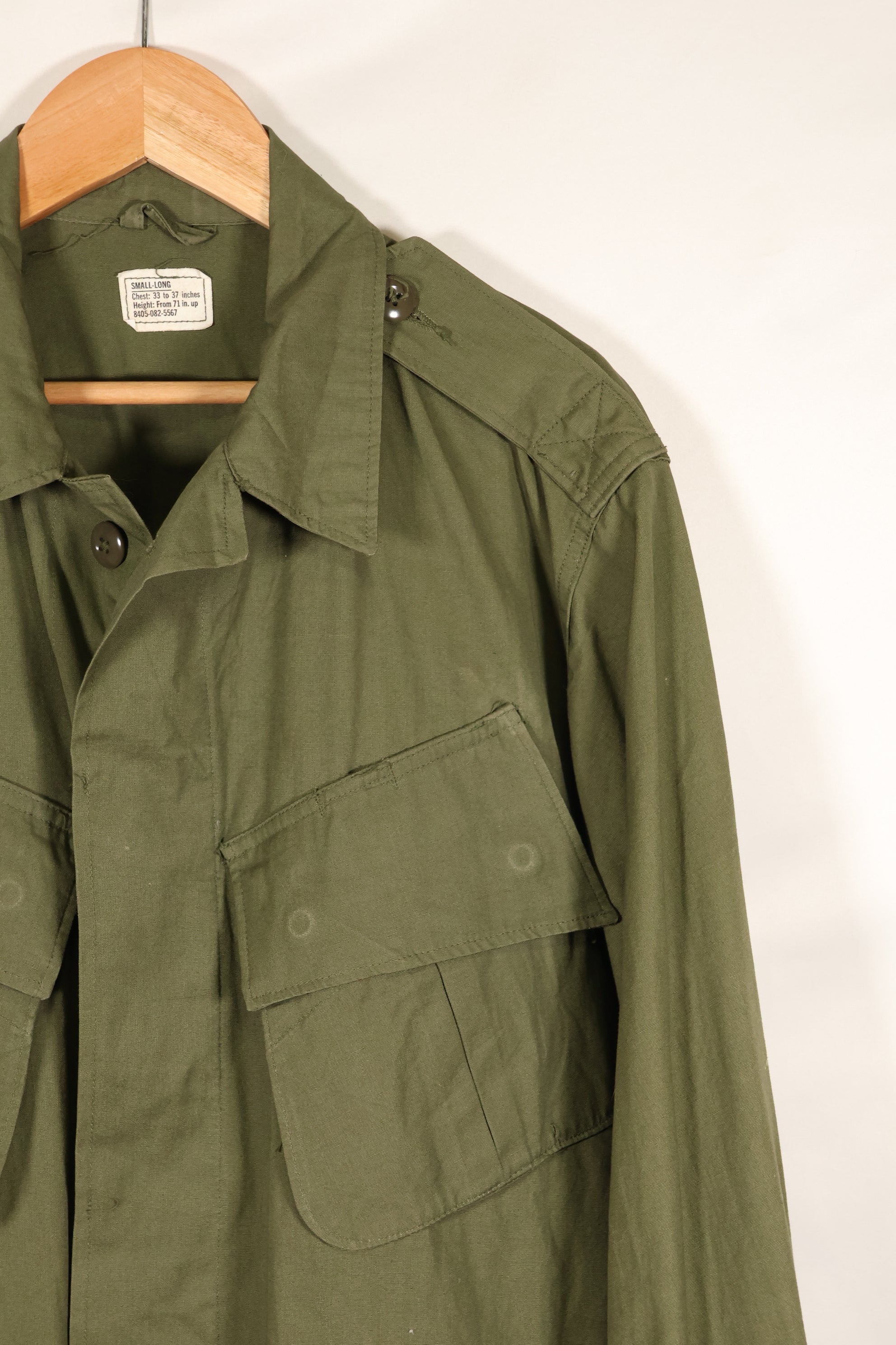 Circa 1965  S-L  2nd Model Jungle Fatigue Jacket  Stains and scuffs  Used