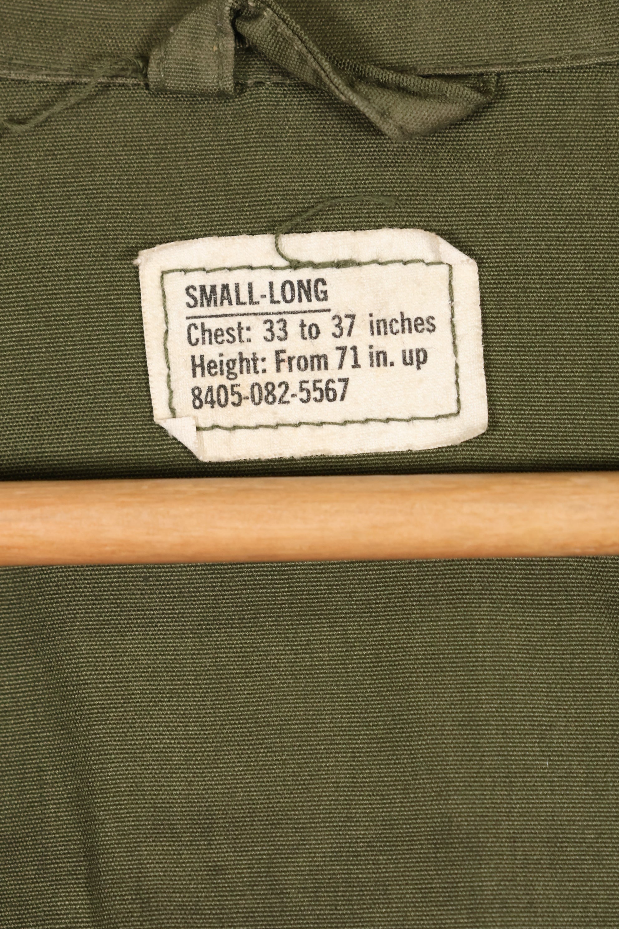 Circa 1965  S-L  2nd Model Jungle Fatigue Jacket  Stains and scuffs  Used