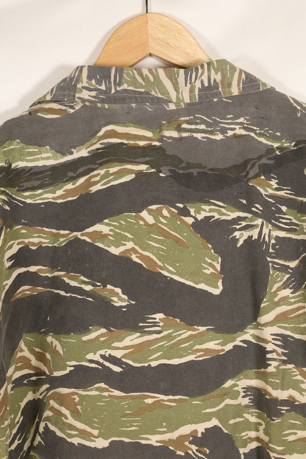 Estimated 1970s locally made tiger stripe short sleeve shirt, used.