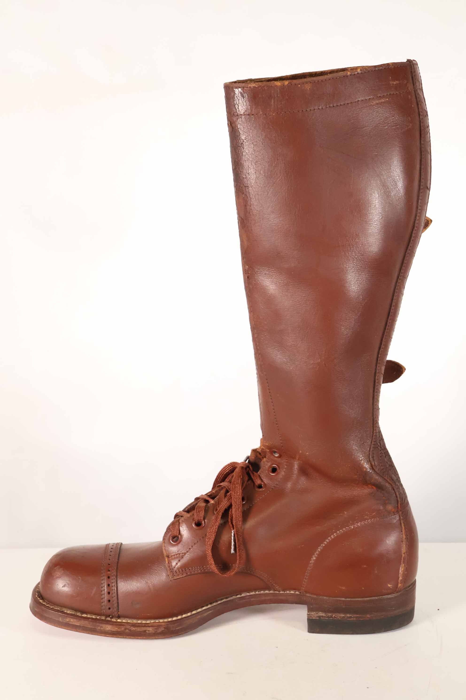 1940's U.S. Army M40 Cavalry Long Boots, 3 buckles, used.